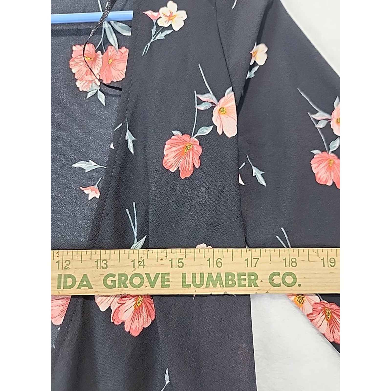 H&M H&M Divided Women's Size 0 Black Floral Open Tie Front Kimono Top Flowing Duster Shirt Womens Size XS / US 0-2 / IT 36-38 - 5 Thumbnail