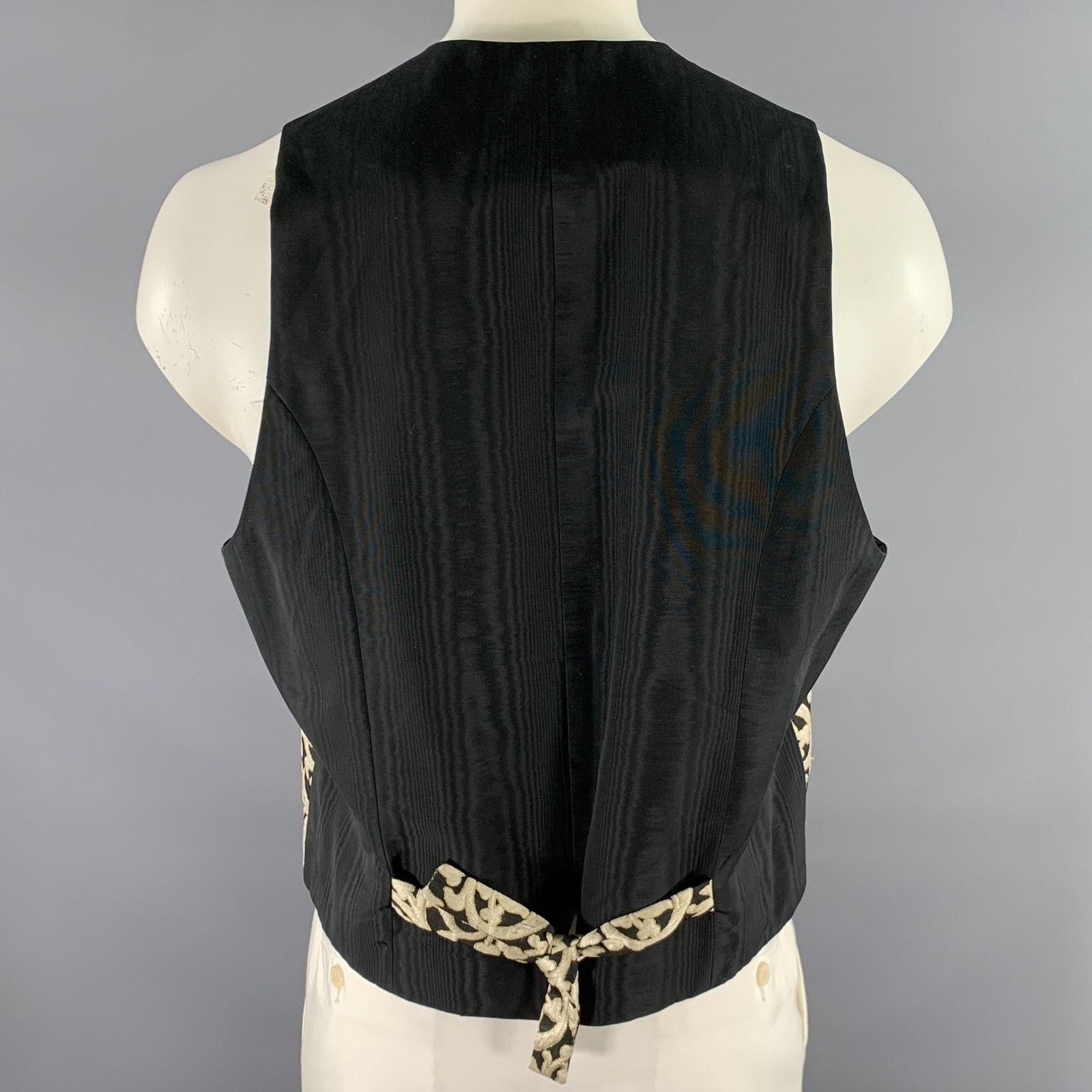 Other L'ESCALIER D'ARGENT Size 46 Gold Black Damask Jacquard Vest Size 46R - 3 Thumbnail