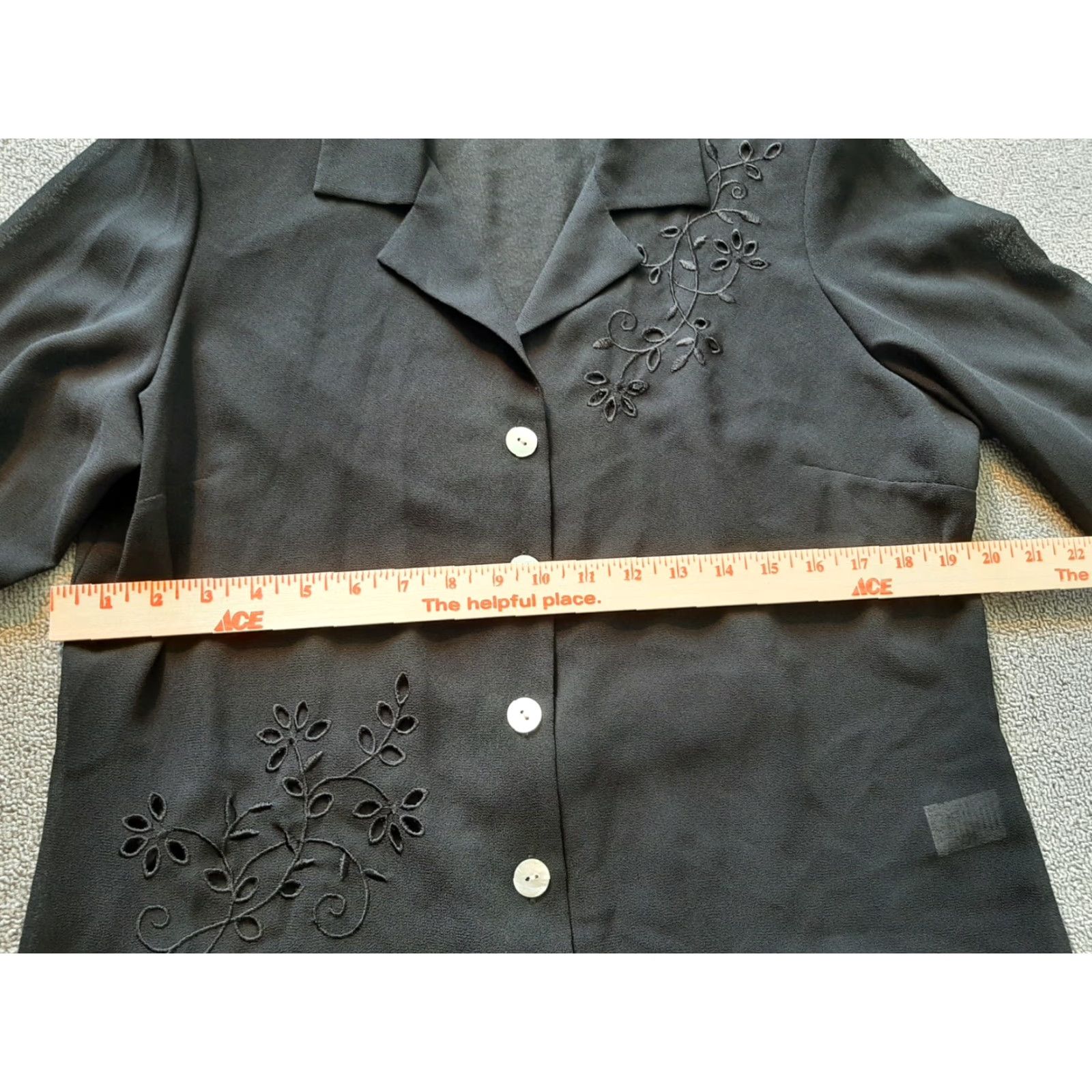 Vintage VINTAGE Studio 1 one Black Button Down long Sleeve Shirt Top Floral Design Womens SZ 16 Size XXL / US 16-18 / IT 52-54 - 6 Thumbnail