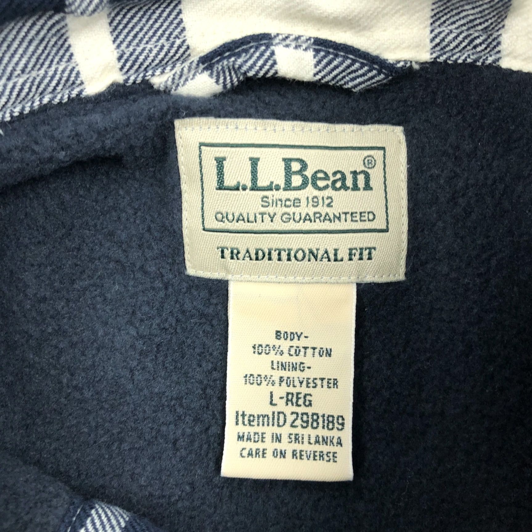 Vintage L.L.Bean Men's L-REG Traditional Fit Flannel Lined Shirt Jacket Plaid Navy Cream Shirt Jacket Size US L / EU 52-54 / 3 - 2 Thumbnail
