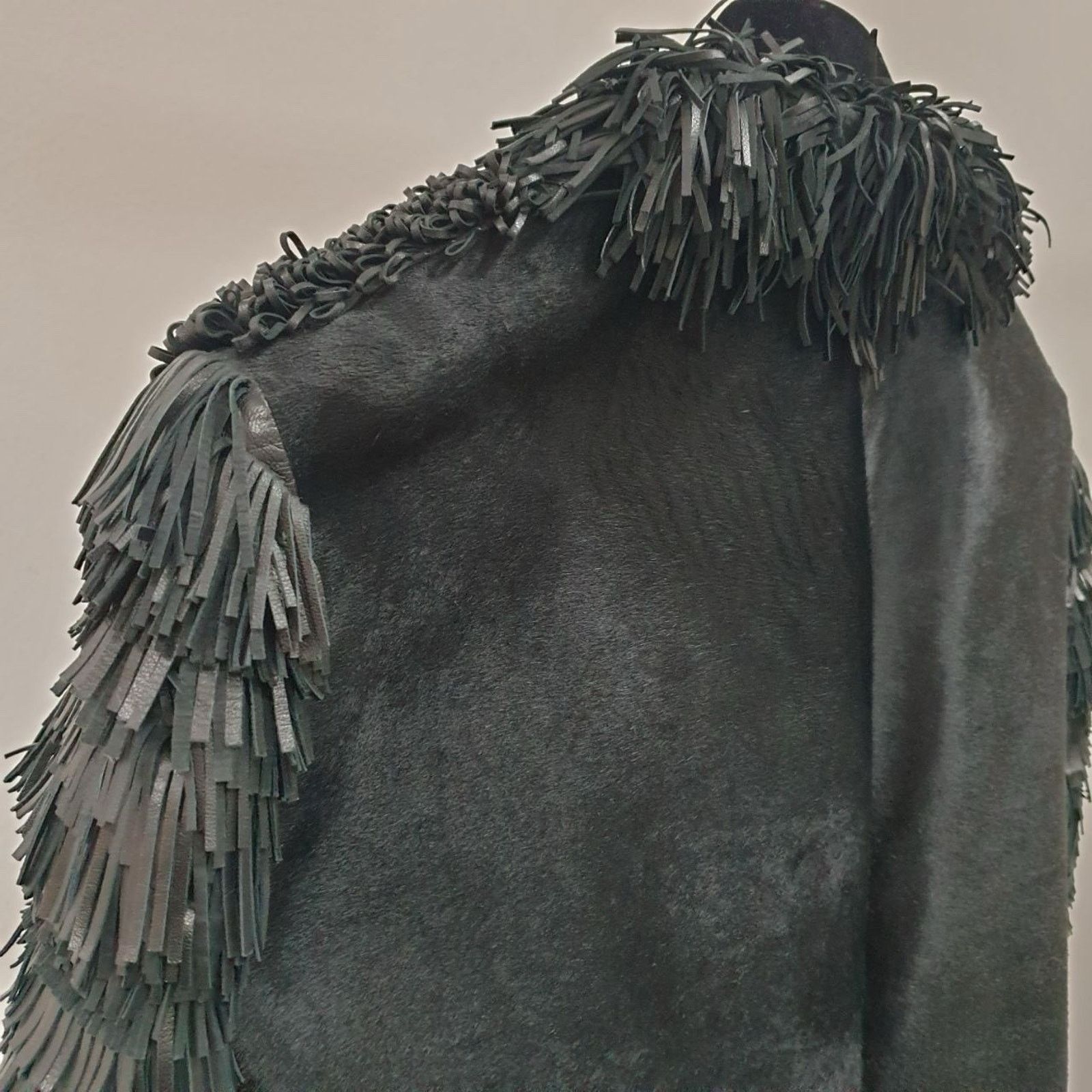 Fendi Fendi Black Leather Fringe and Loops Coat Sz.42 Size M / US 6-8 / IT 42-44 - 4 Thumbnail