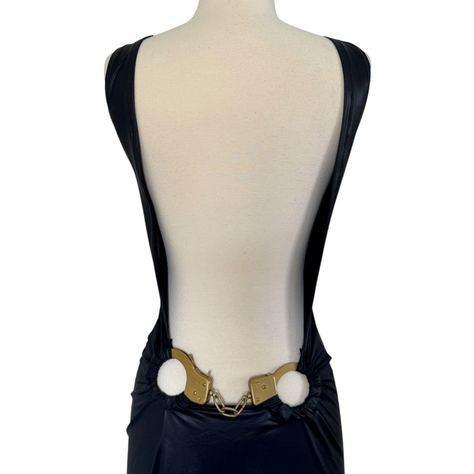 Other JENNIFER GRACE Faux Leather Handcuff Bodycon Police Dress Size S / US 4 / IT 40 - 9 Thumbnail