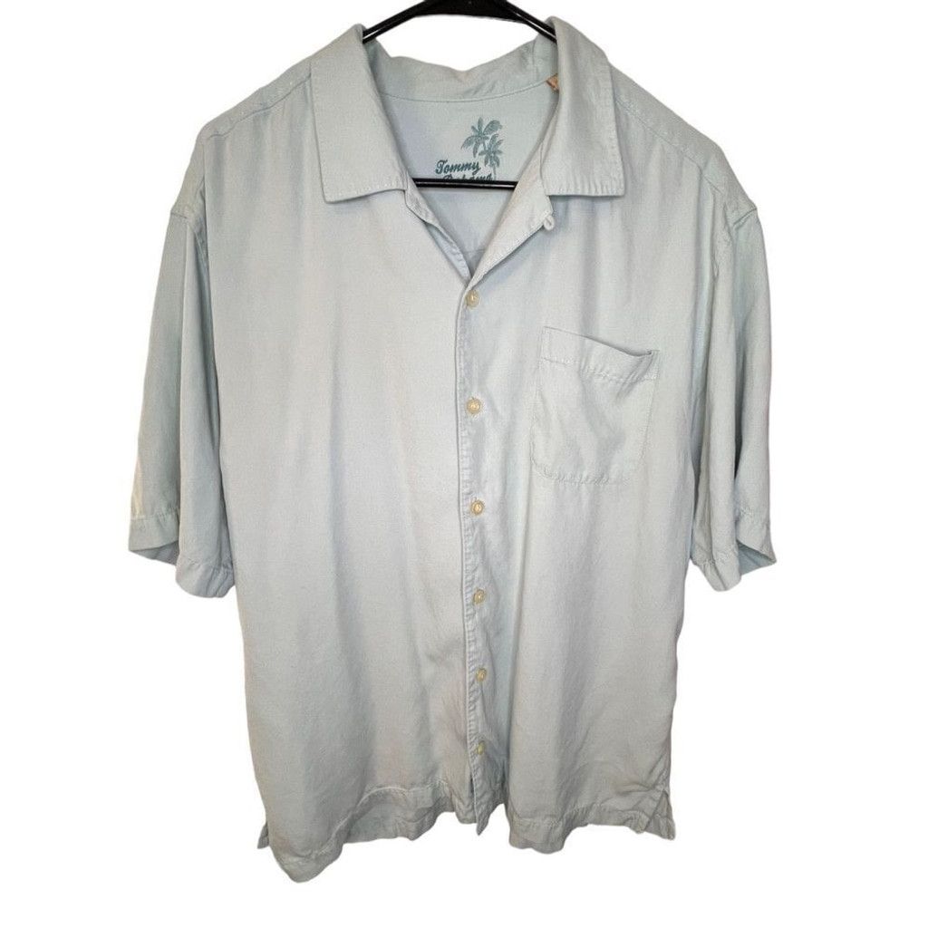 Tommy Bahama Tommy Bahama 100% Linen Light Blue Button Up Top Size L / US 10 / IT 46 - 1 Thumbnail