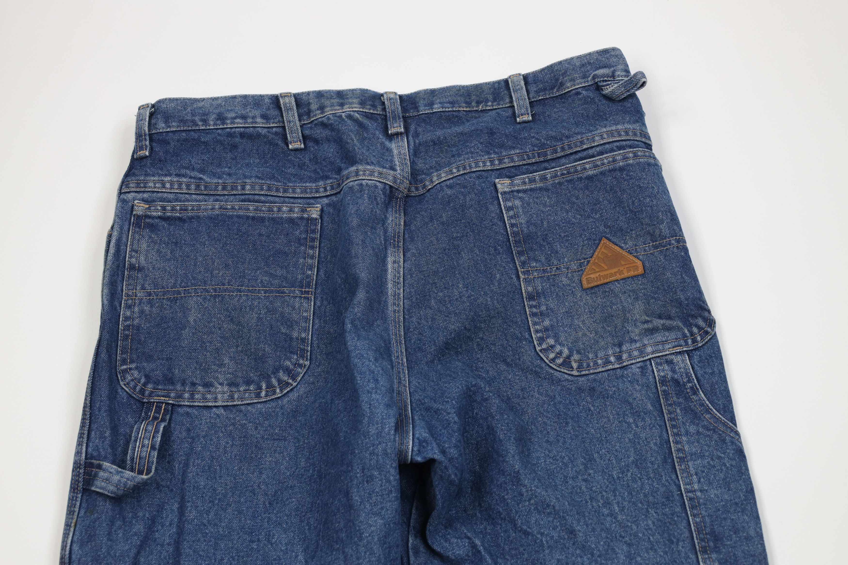 Vintage Bulwark FR Fire Flame Resistant Wide Leg Denim Jeans Blue Size US 38 / EU 54 - 11 Thumbnail