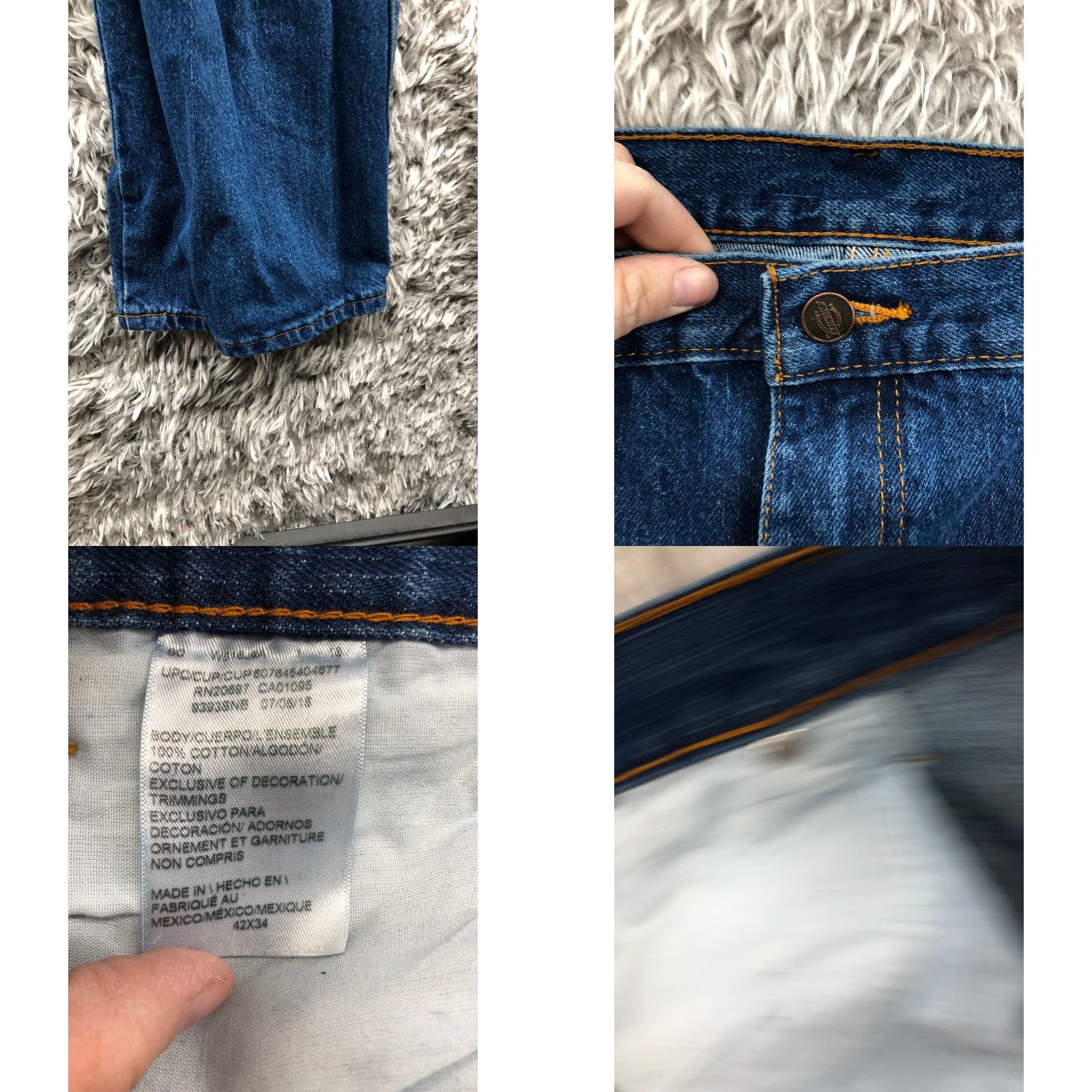 Dickies Dickies Jeans 42x34 Regular Fit Dark Wash Blue Denim Mens Straight Leg Mid Rise Size US 42 / EU 58 - 8 Thumbnail