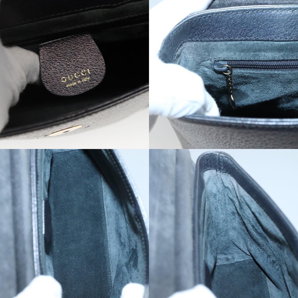 Gucci GUCCI Bamboo Hand Bag Leather Gold Charcoal Gray 001 3444 Size ONE SIZE - 11 Thumbnail