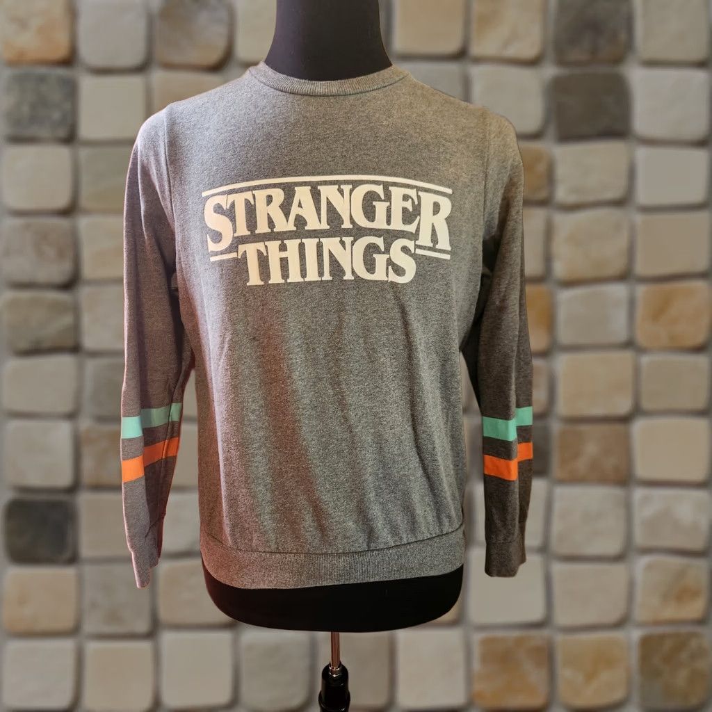 Altea Netflix Stranger Things Sweatshirt Gray Teal Orange Stripe Print Sleeve Size M Women Size M / US 6-8 / IT 42-44 - 1 Thumbnail