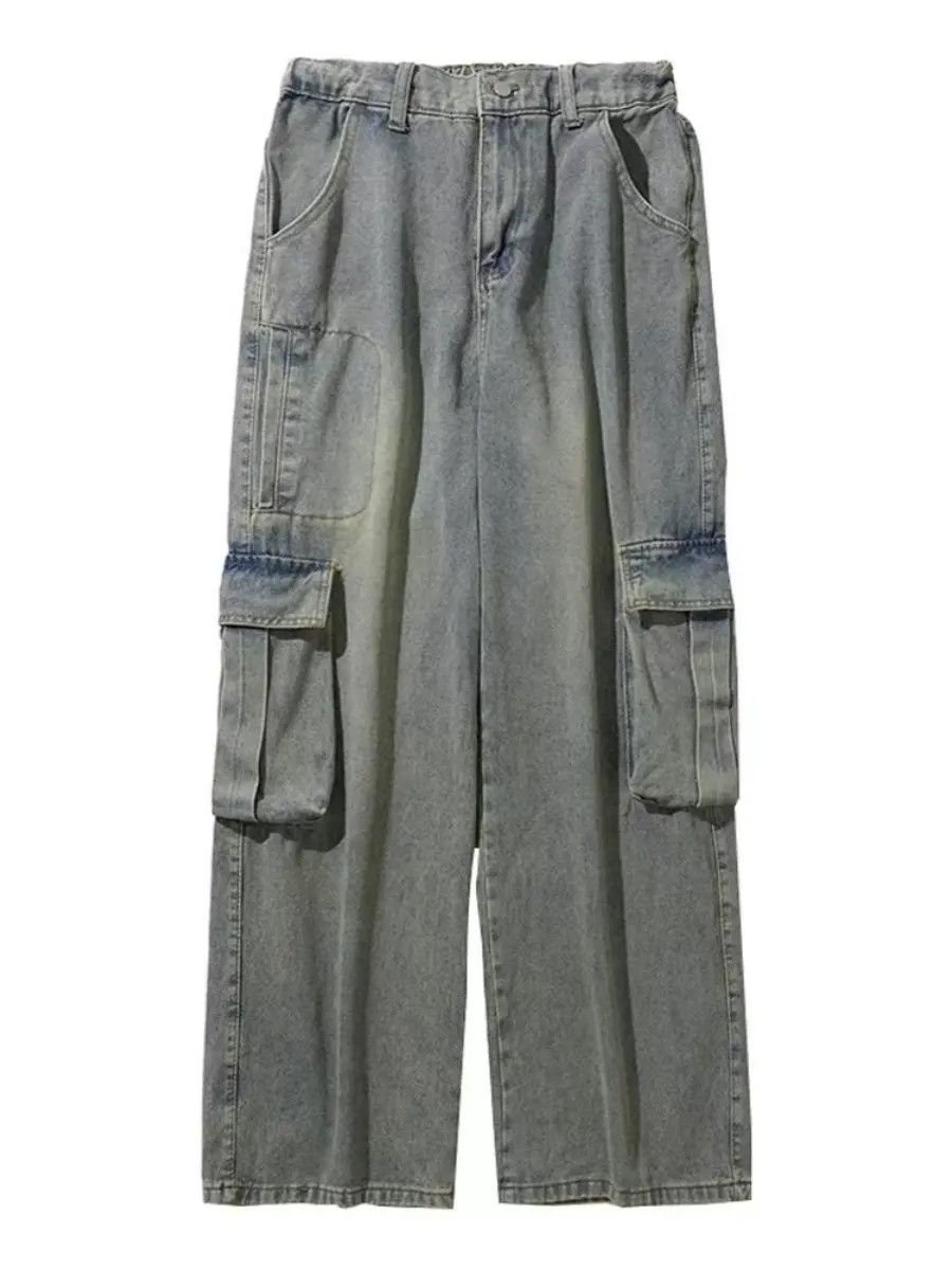 Japanese Brand Retro floor mopping large pocket loose straight leg jeans Size US 32 / EU 48 - 5 Thumbnail