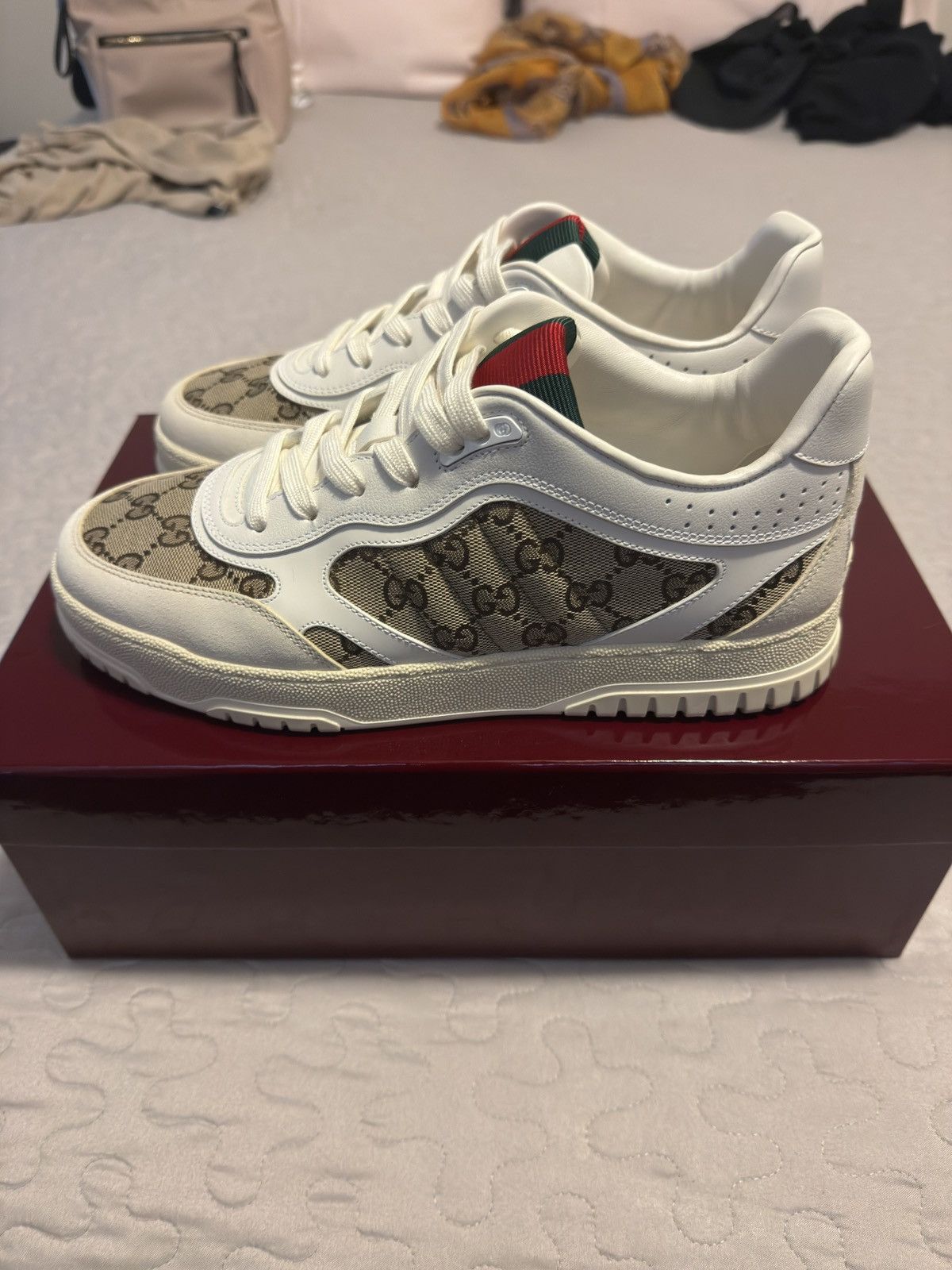 Gucci Gucci Men's Leather Re-Web Sneaker Size US 10.5 / EU 43-44 - 1 Thumbnail