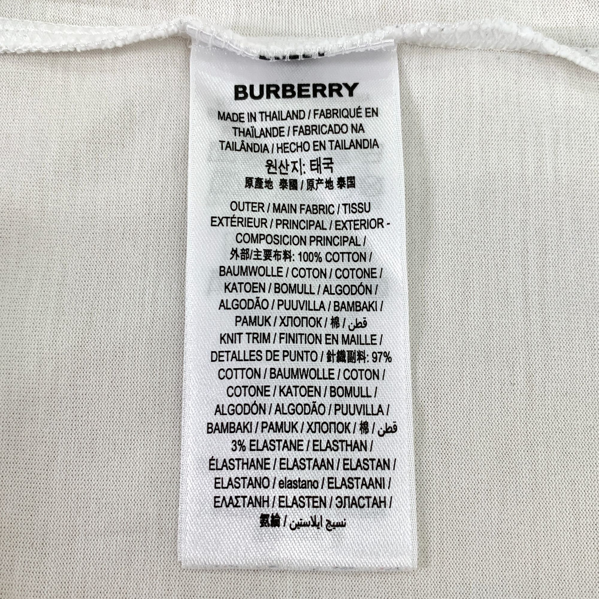 Burberry Burberry White Logo Printed Round Neck Cotton Short Sleeve T Size XXS / US 00 / IT 34 - 3 Thumbnail