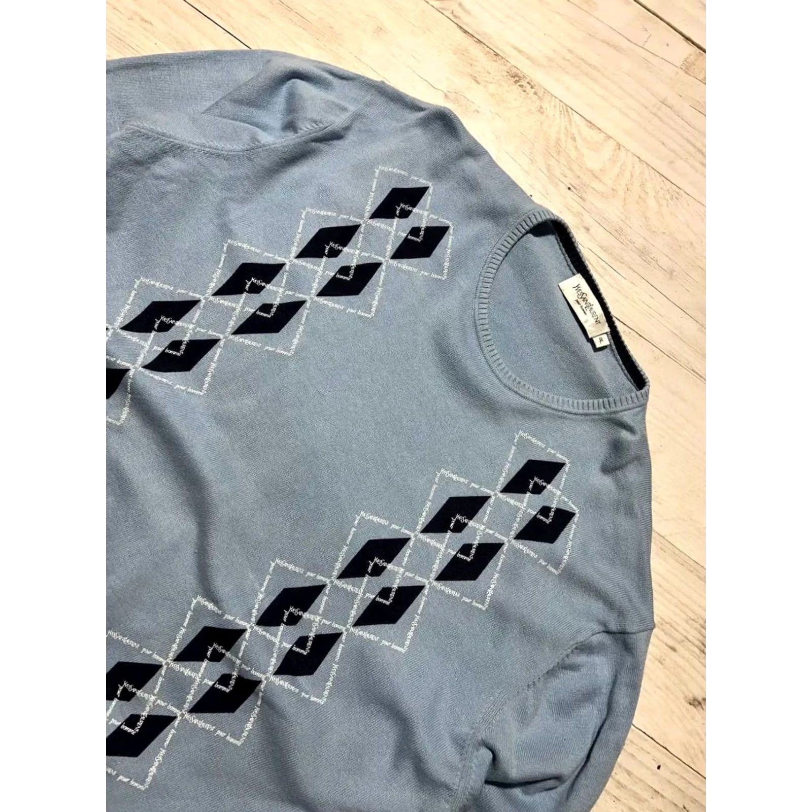 Yves Saint Laurent VINTAGE Saint Laurent Sweater Men's 2XL Crew Neck Blue YSL Logo Knit Pullover Winter Casual 2XL Mens Size US XXL / EU 58 / 5 - 2 Thumbnail