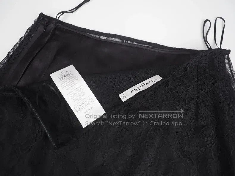 Dior Dior size M Black lace hollowed-out silk lined skirt Size 23" - 4 Thumbnail