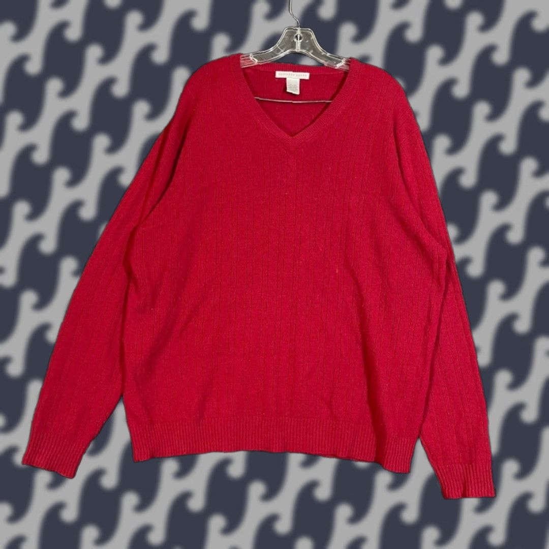 Geoffrey Beene Geoffrey Beene Pullover Sweater V-Neck 100% Cashmere Red Men XXL Big & Tall size 2XL Mens Ribbed Size US XXL / EU 58 / 5 - 1 Thumbnail