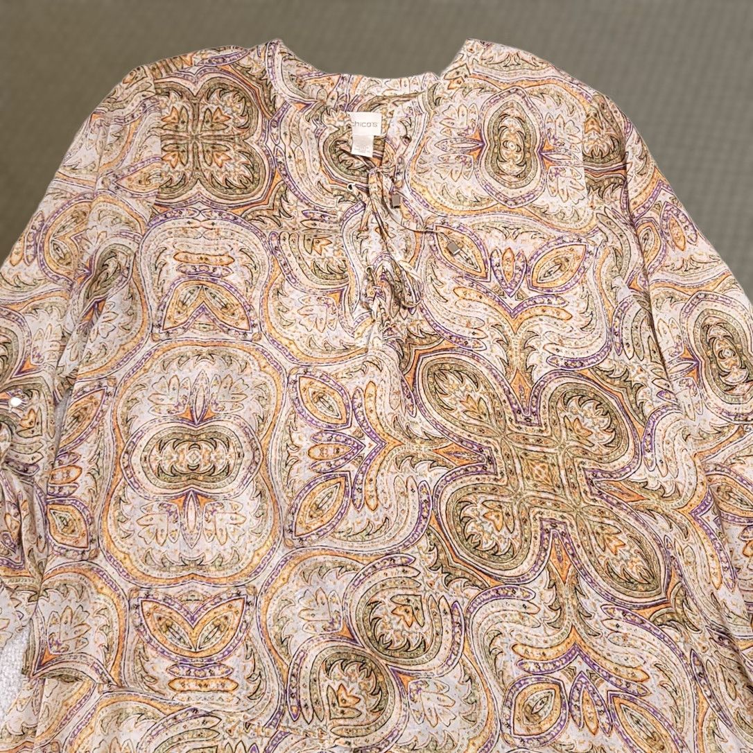 Vintage Chico's Paisley V-Neck High Low Tunic Shirt Women's XL Boho Lightweight Size XL / US 12-14 / IT 48-50 - 1 Thumbnail