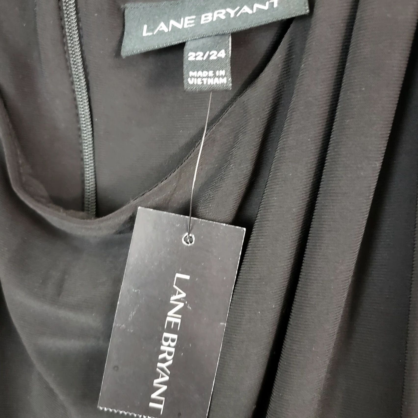 Vintage VINTAGE? No: Lane Bryant Womens Dress Sz 22/24 Solid Black Sleeveless Ruffle Hem Size 3XL / US 20-22 - 5 Thumbnail