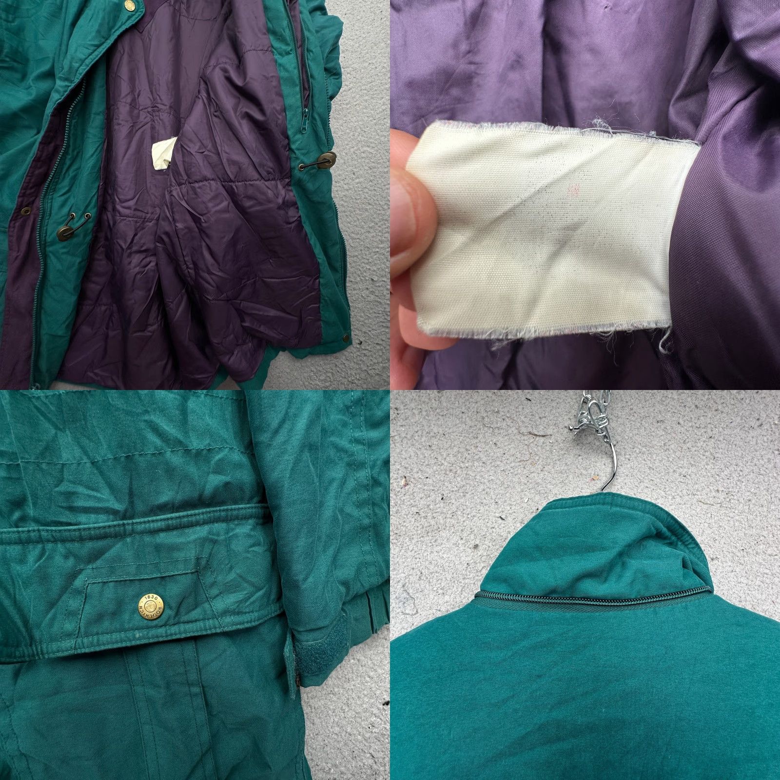 Vintage VINTAGE Woolrich Parka Hooded Jacket Womens Medium Pockets Green Purple Pockets Lined Jacket Womens Medium Green Purple Pockets Lined Size M / US 6-8 / IT 42-44 - 8 Thumbnail
