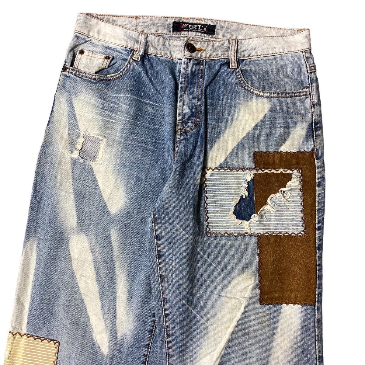 Designer × Japanese Brand × PPFM KIKLY Distressed Patchwork Good Washed Jeans Japanese Brand💥 Size US 31 - 3 Thumbnail
