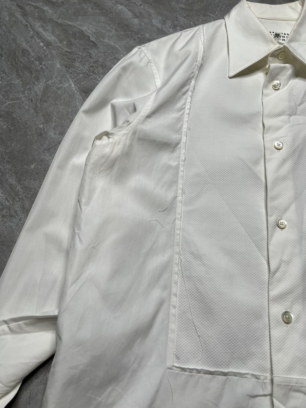 Maison Margiela Maison Margiela Line 14 Raw-Trim Cotton Poplin Tuxedo Shirt Size US M / EU 48-50 / 2 - 8 Thumbnail