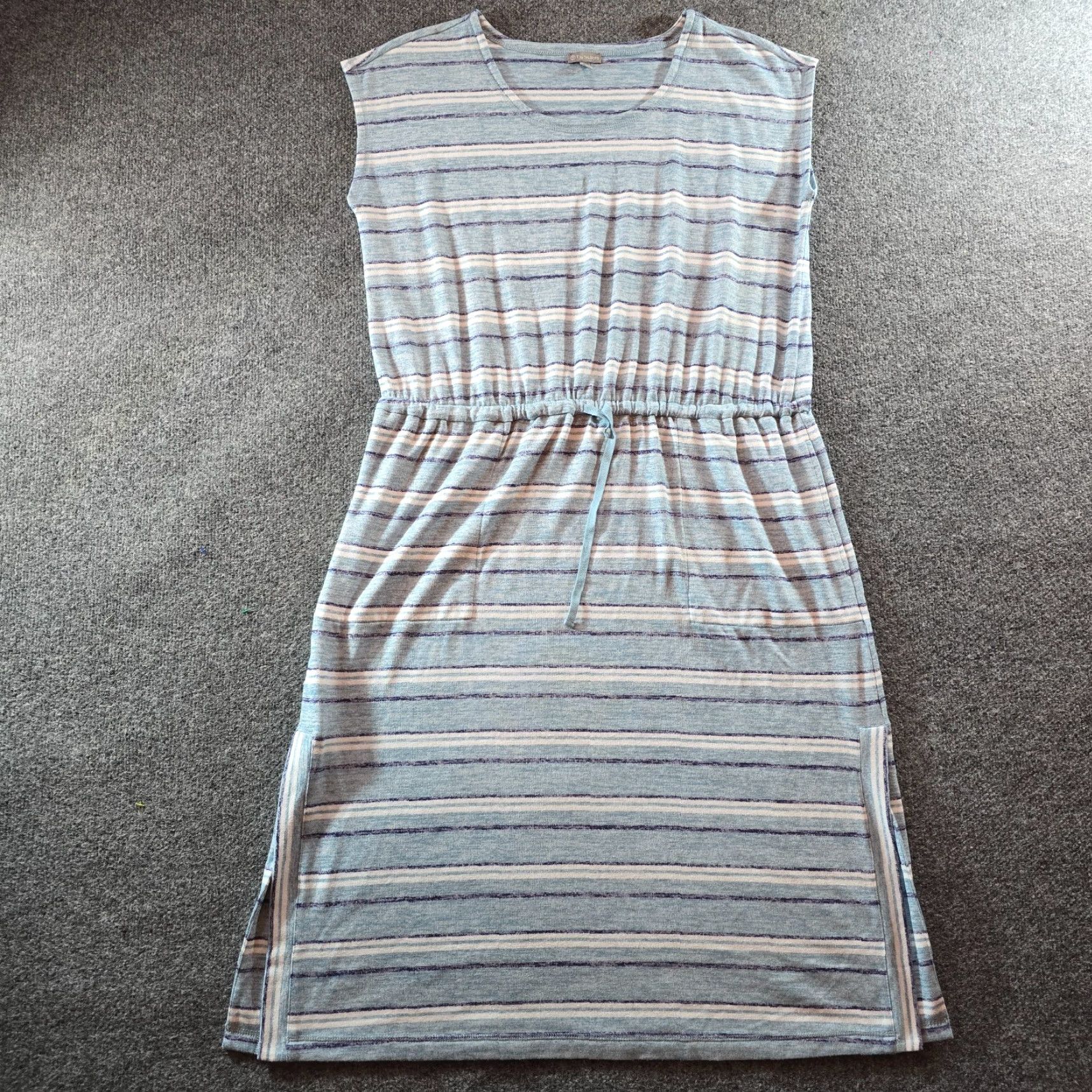 Talbots Talbots Dress Womens 2X Blue White Striped Sheath Knit Stretch Midi Casual Size XXL / US 16-18 / IT 52-54 - 2 Thumbnail