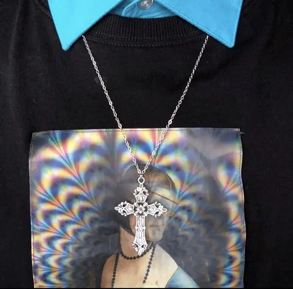 Japanese Brand Cross Necklace Aesthetic Edgy Grunge Streetwear Drip Size ONE SIZE - 1 Thumbnail