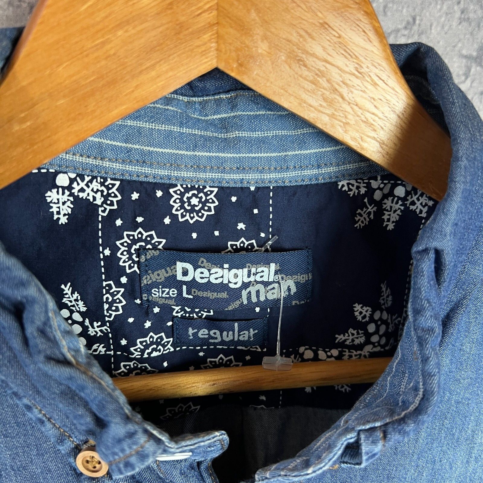 Desigual Desigual Denim Shirt Men's Size L Blue Cotton Long Sleeve ` Size US L / EU 52-54 / 3 - 4 Thumbnail