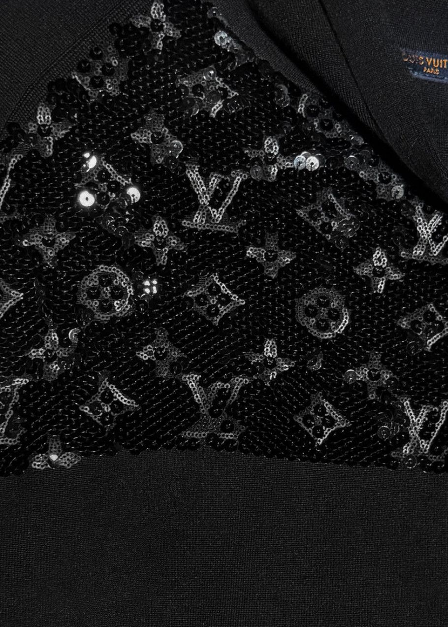 Louis Vuitton Louis Vuitton FW19 Black Sequinned Monogram Knit Mini Dress Size L / US 10 / IT 46 - 4 Thumbnail