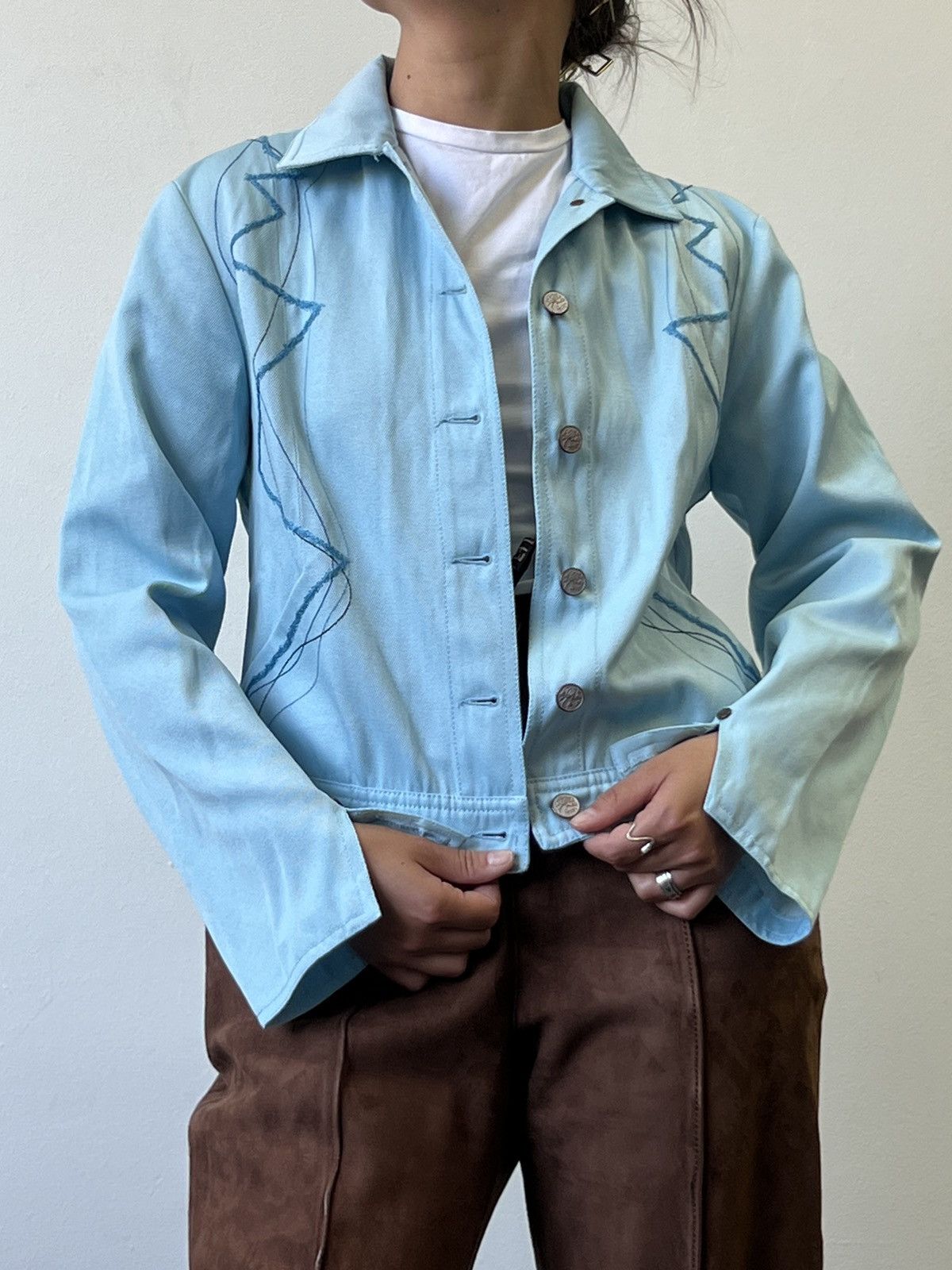 Christian Lacroix Vintage Christian Lacroix embroidered denim blazer Size M / US 6-8 / IT 42-44 - 1 Thumbnail