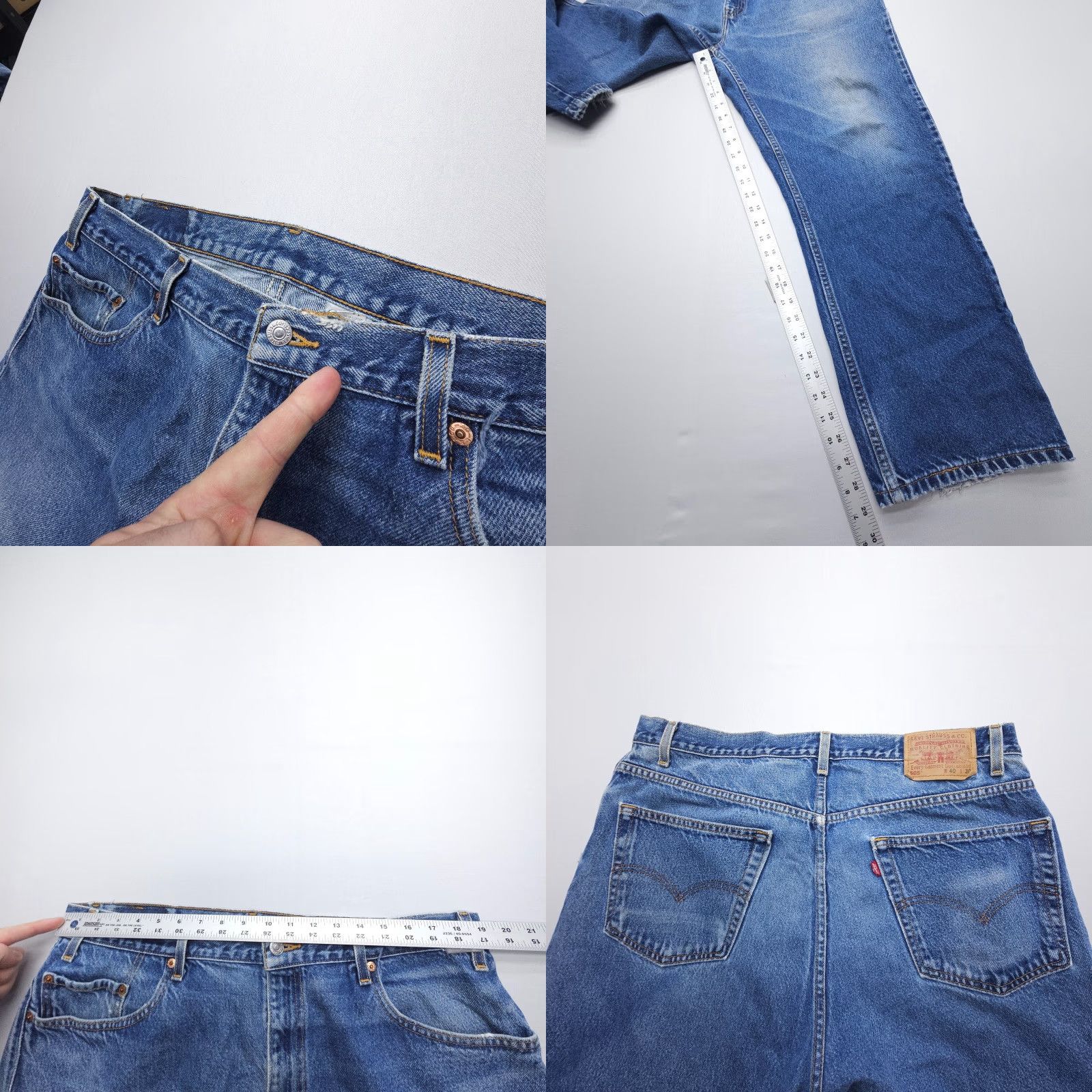 Levi's VINTAGE Levi's 505 Jeans Mens 40 x 29 Blue Dark Rigid Straight 5-Pocket Denim Cotton Regular Classic American Size US 40 / EU 56 - 8 Thumbnail