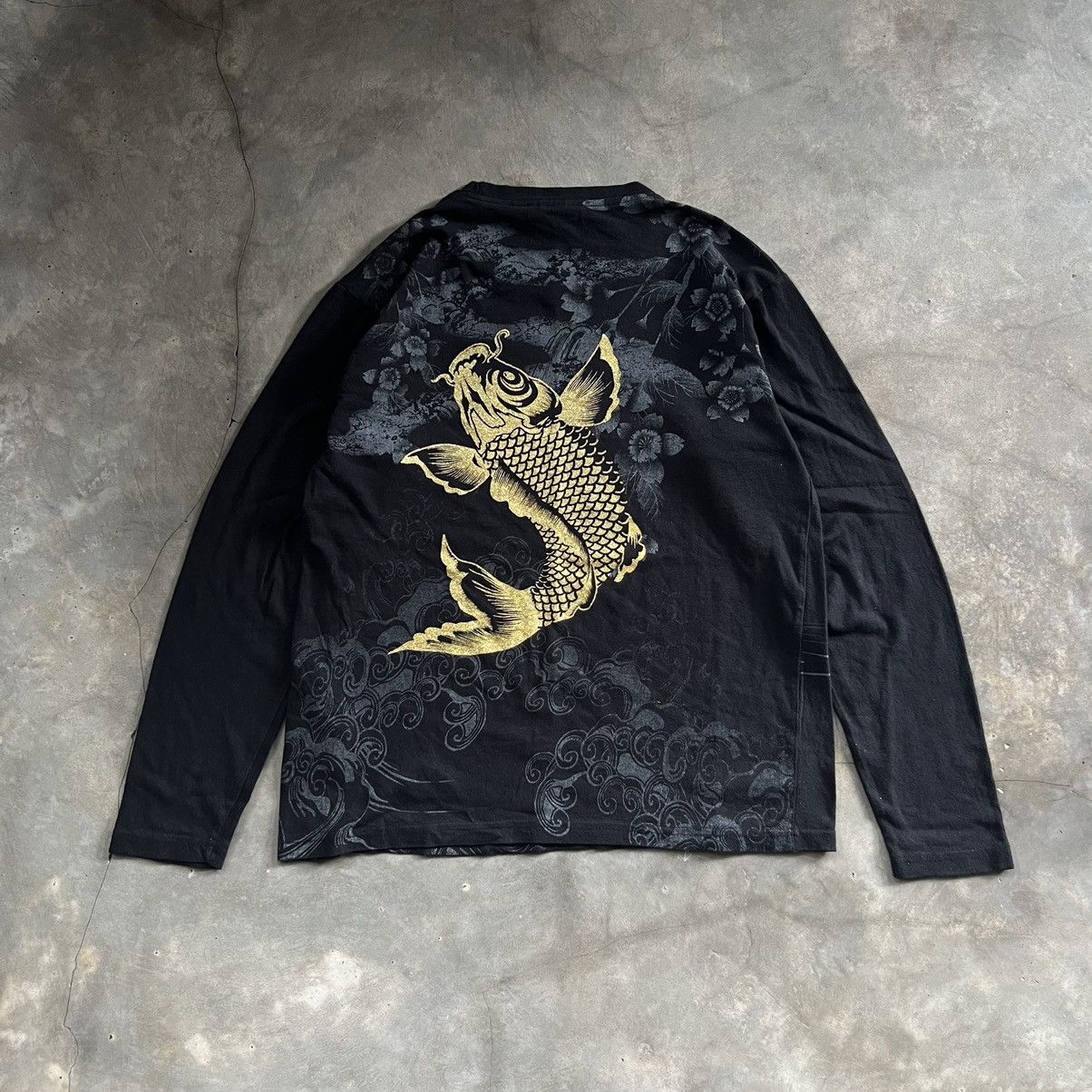 Bullet Noise 2000s Bullet Noise Karakuri Style Gold Koi Longsleeve Shirt Size US M / EU 48-50 / 2 - 2 Thumbnail