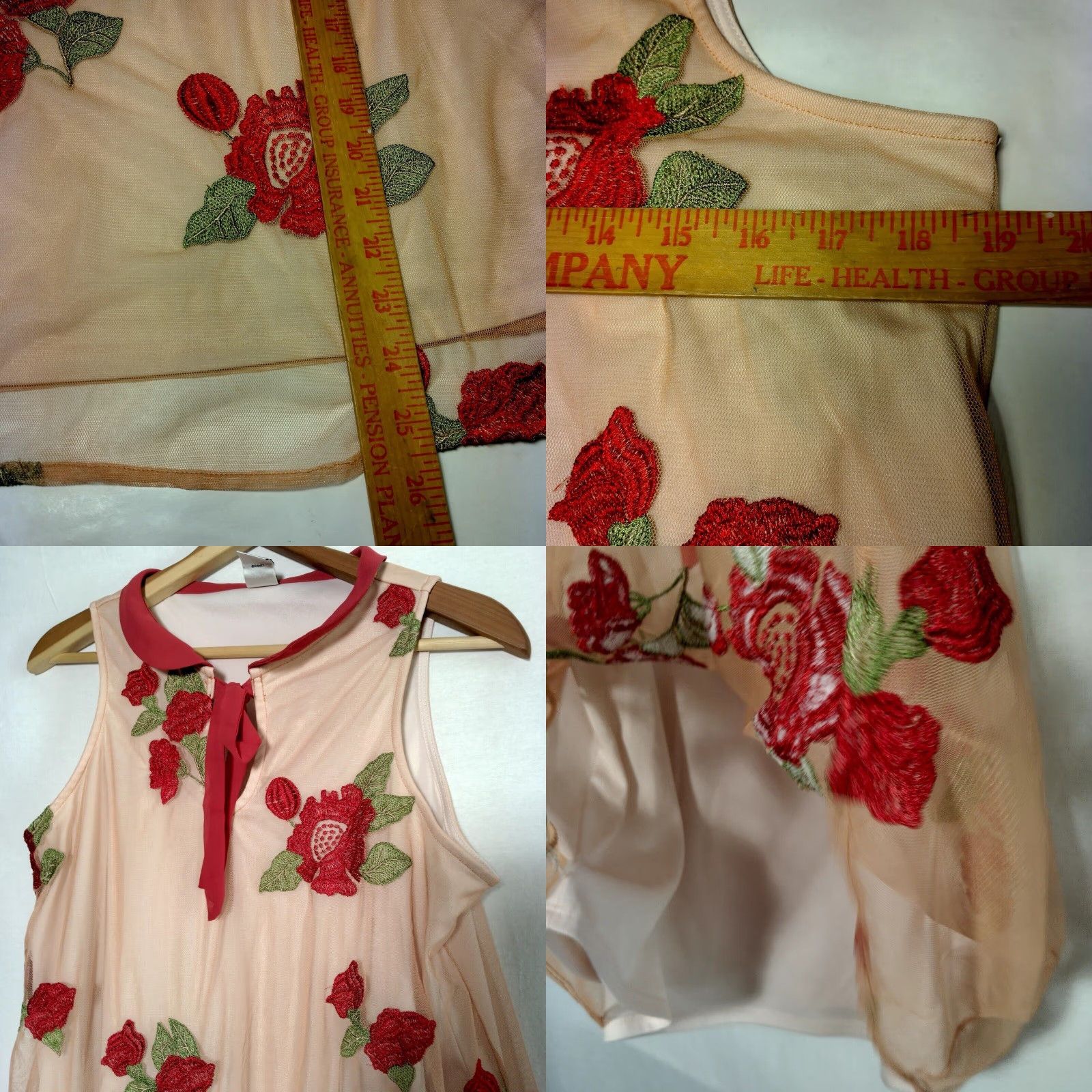 Disney Disney Lauren Conrad Snow White Shirt Small Peach Sleeveless Sheer Red Flowers Size S / US 4 / IT 40 - 8 Thumbnail