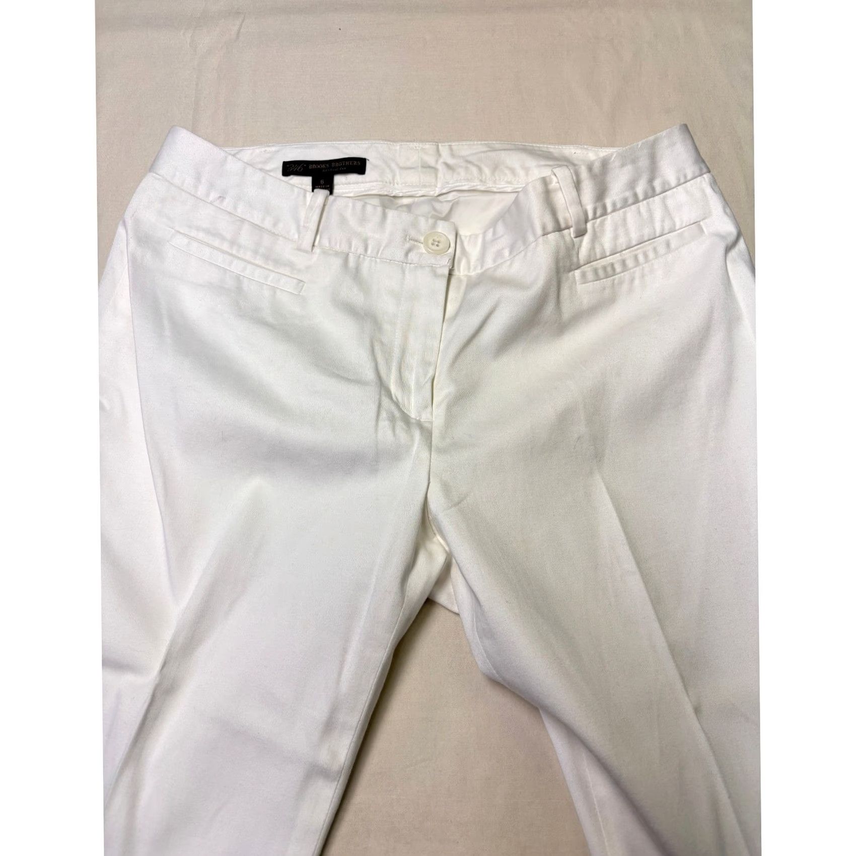 Brooks Brothers Brooks Brothers 346 Natalie Fit Dress Pants Womens 6 White Cotton Blend Stretch Straight Leg Front Pockets Belt Loops) Size 28" / US 6 / IT 42 - 2 Thumbnail