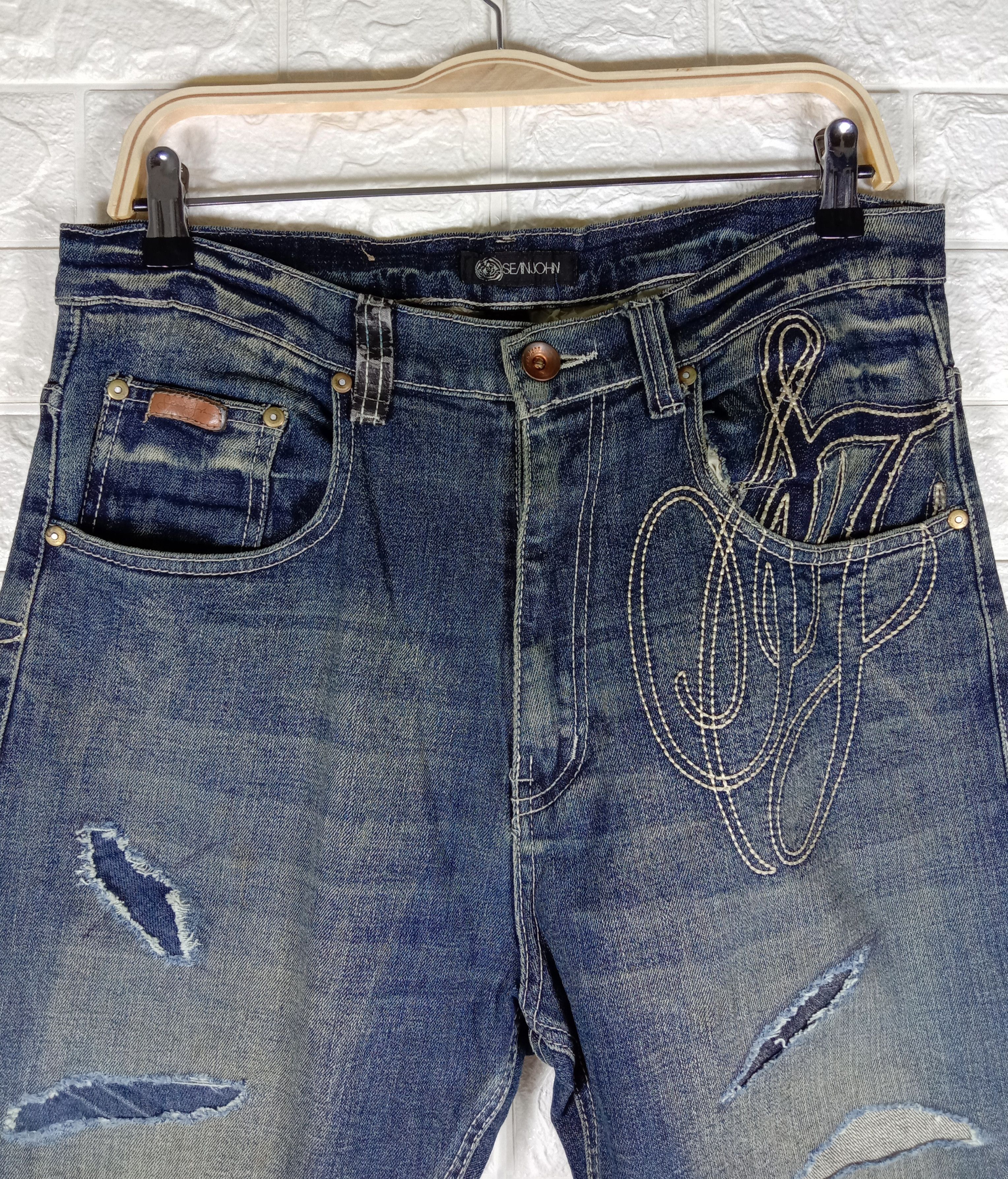 Sean John Sean John Big Logo Distressed Design Jeans Rusty Blue Denim Size US 34 / EU 50 - 2 Thumbnail