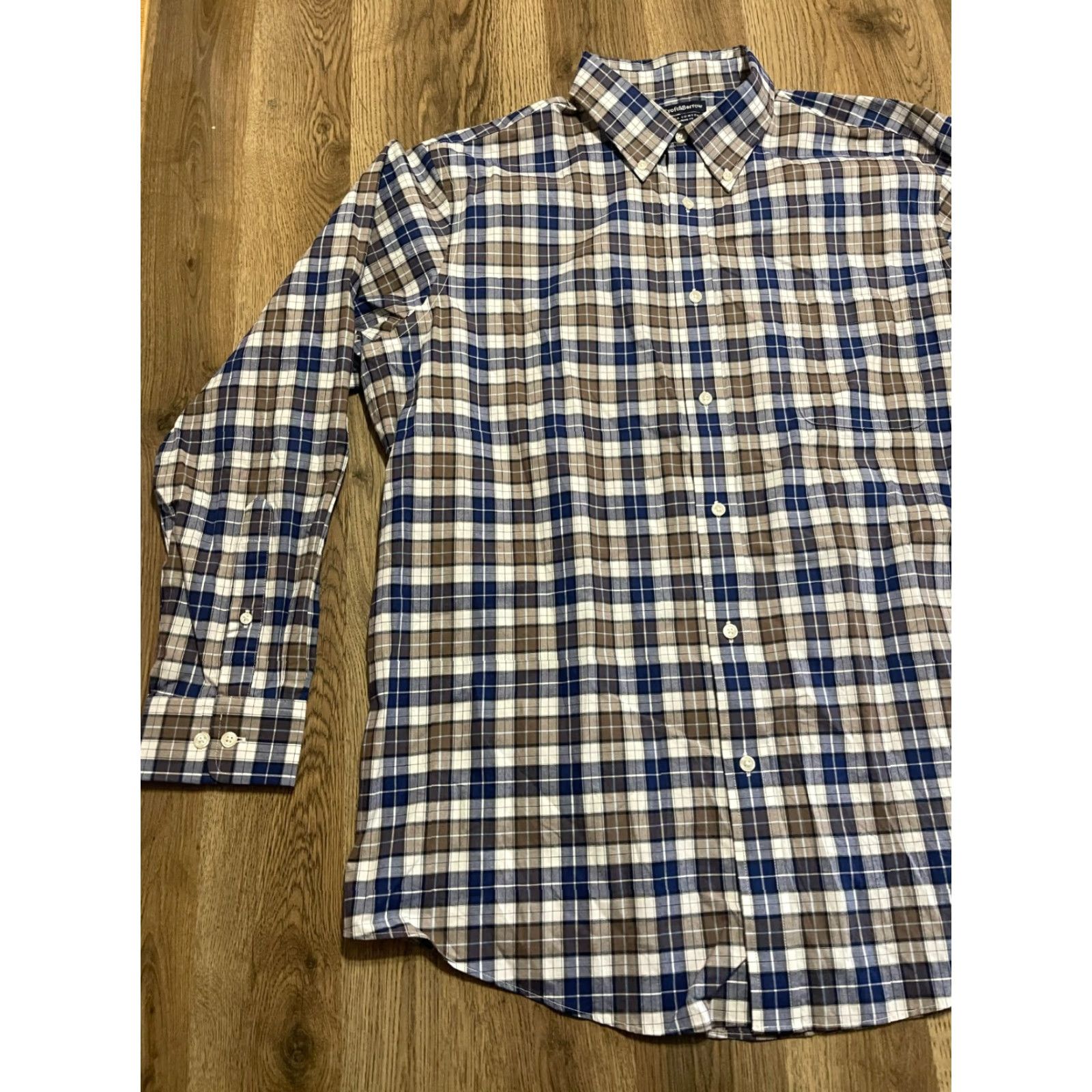 Croft & Barrow Croft & Barrow Shirt Mens 17.5 34/35 Blue Brown Plaid Button Down Classic Fit Size US XXL / EU 58 / 5 - 3 Thumbnail