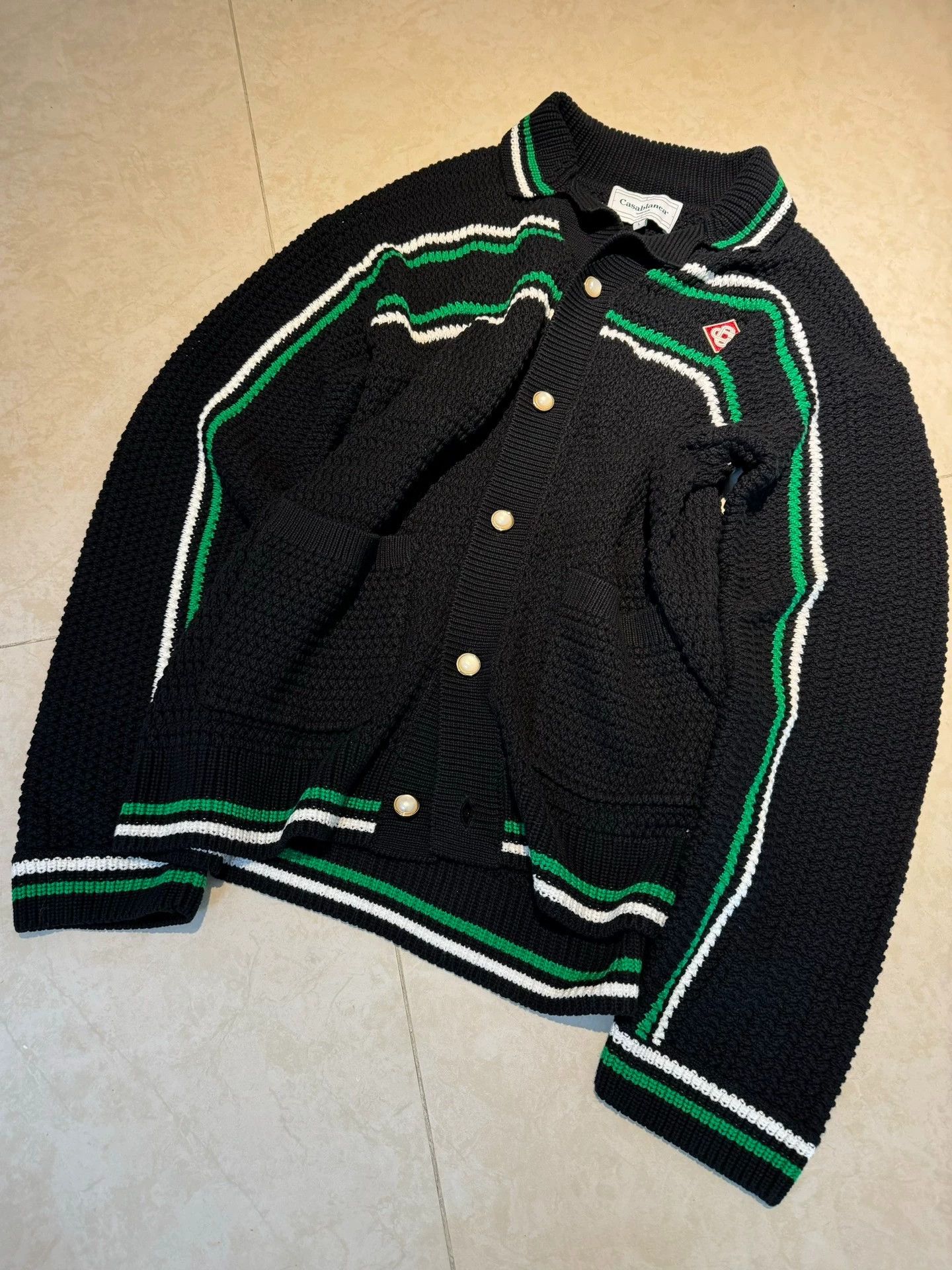 Casablanca Casablanca 24SS Retro Stripe Cutout Knit Top w/ Logo Black L Size US L / EU 52-54 / 3 - 1 Thumbnail