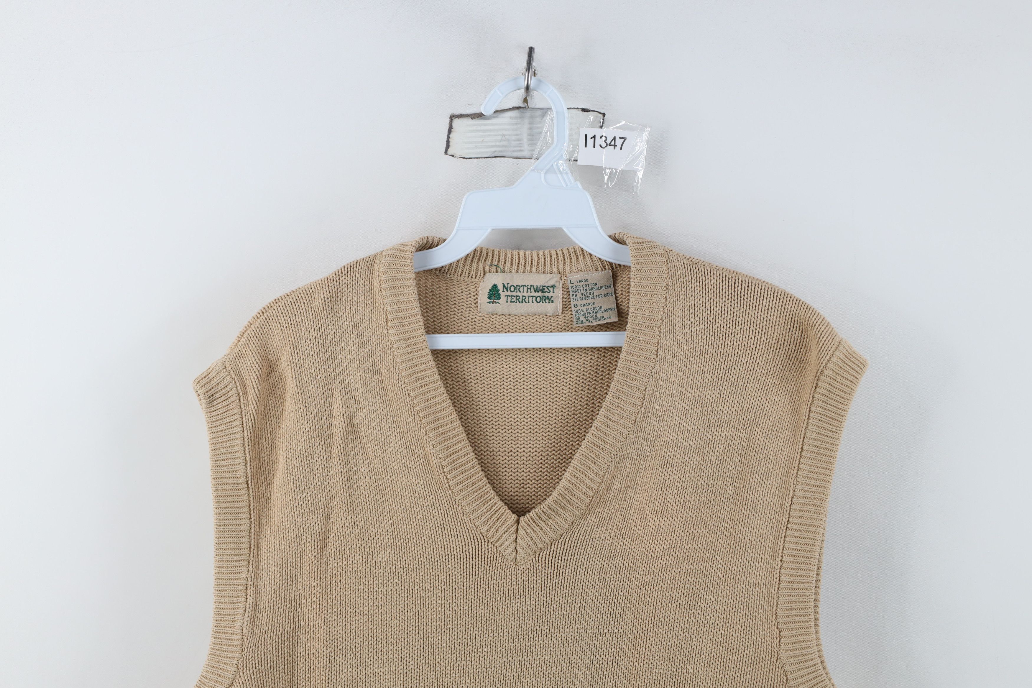 Vintage Vintage 90s Streetwear Blank Cotton Knit V-Neck Sweater Vest Size US L / EU 52-54 / 3 - 2 Thumbnail