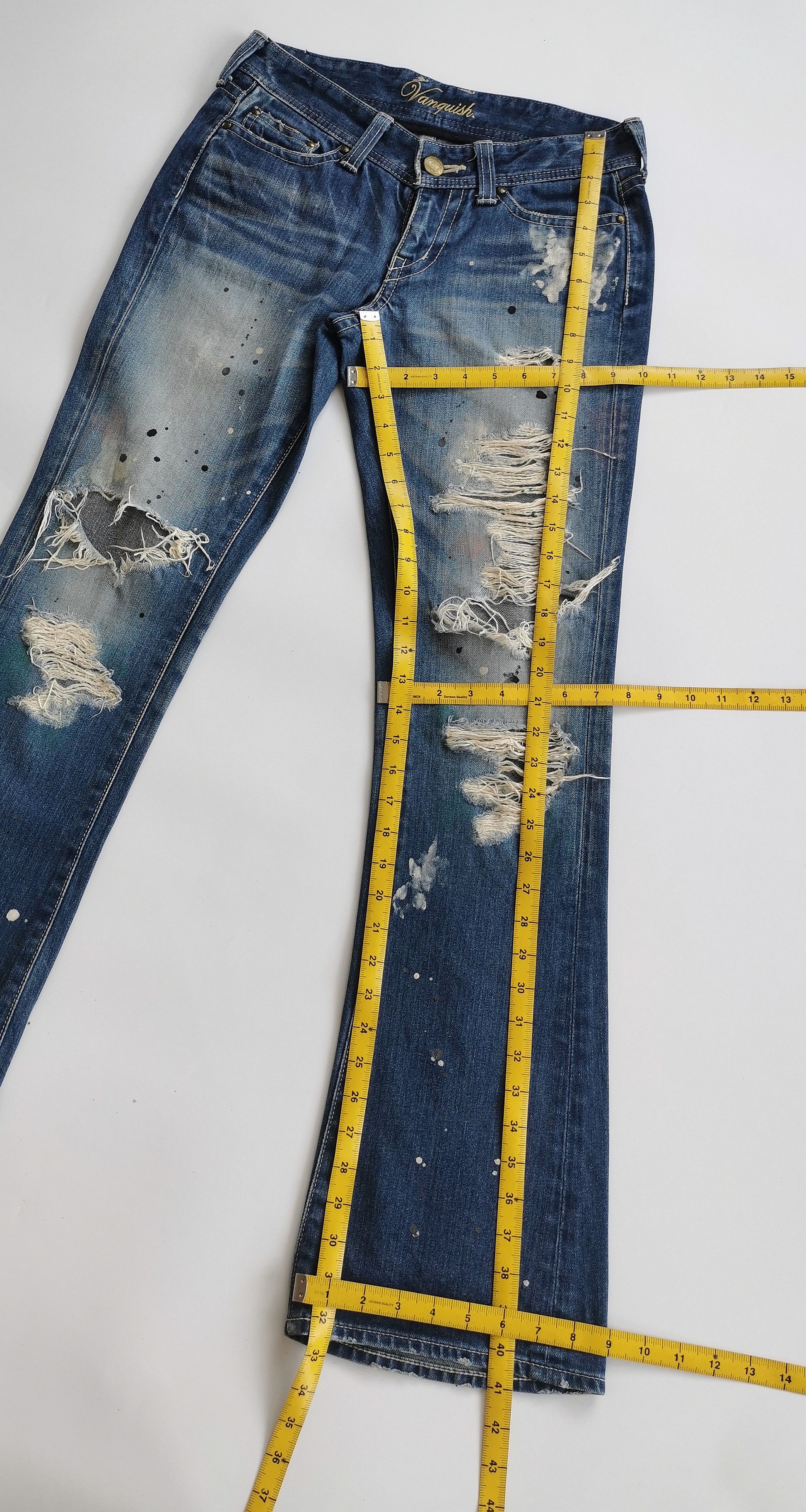 Vanquish Vanquish Gold Distressed Flare denim Size US 29 - 6 Thumbnail