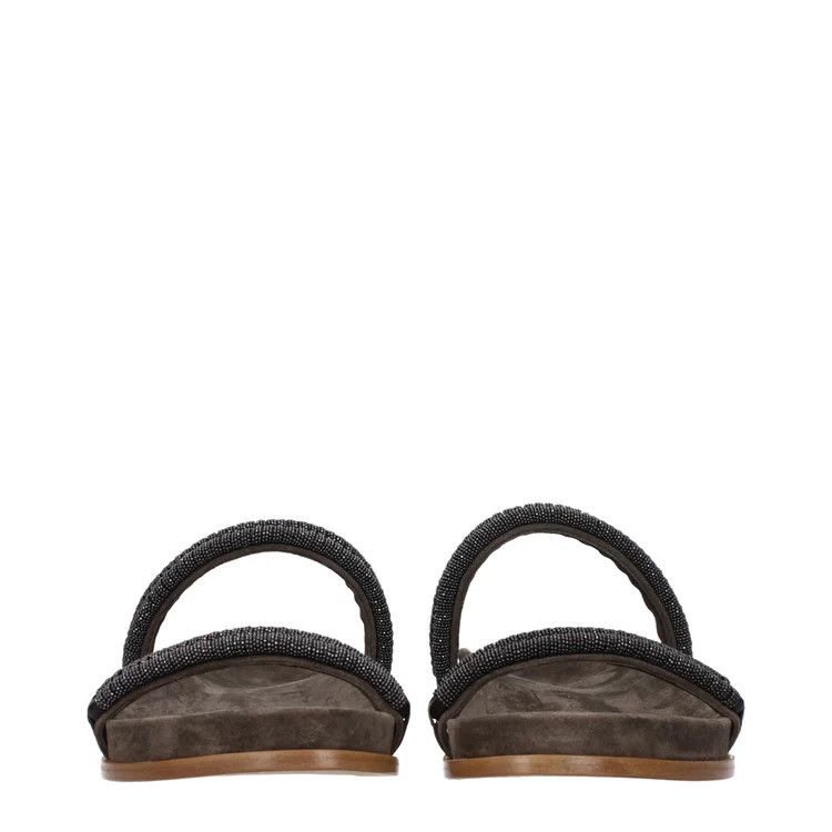 Brunello Cucinelli ob1o1e1024 Suede Slippers in Grey Size US 10 / IT 40 - 3 Thumbnail