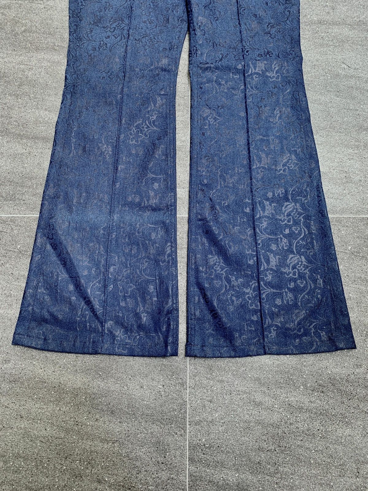 Designer × Handmade Textured Floral Flared Pants Size US 32 / EU 48 - 3 Thumbnail