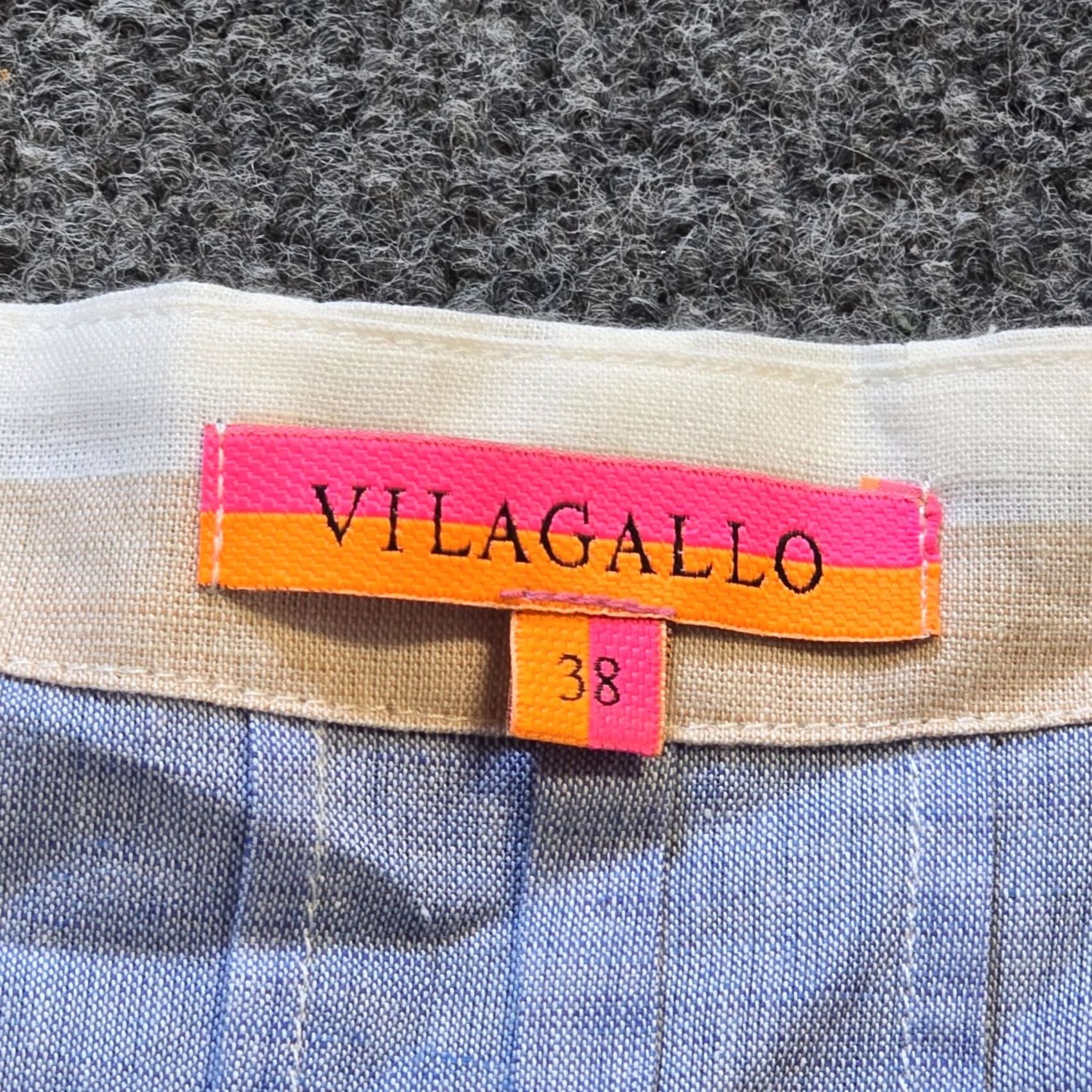 Vintage Vilagallo Top Womens Size 38 Blue Tan Stripe Linen Long Sleeve Capsule Casual Blouse V-Neck Regular Adult Womens Size XS / US 0-2 / IT 36-38 - 4 Thumbnail