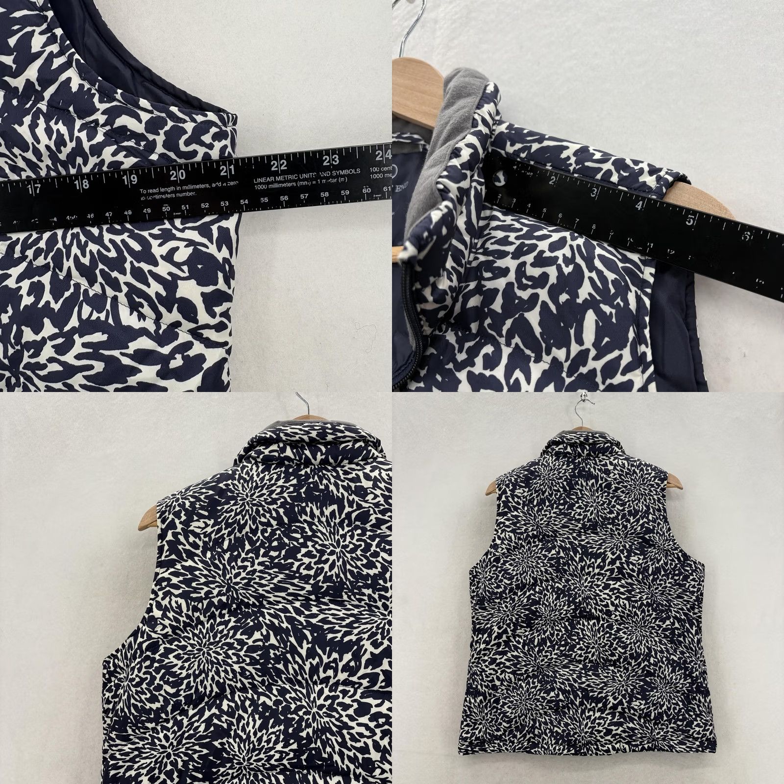 Lands' End Lands' End Quilted Down Vest Womens Medium Blue Floral Zip Puffer Winter Warm Size M / US 6-8 / IT 42-44 - 8 Thumbnail