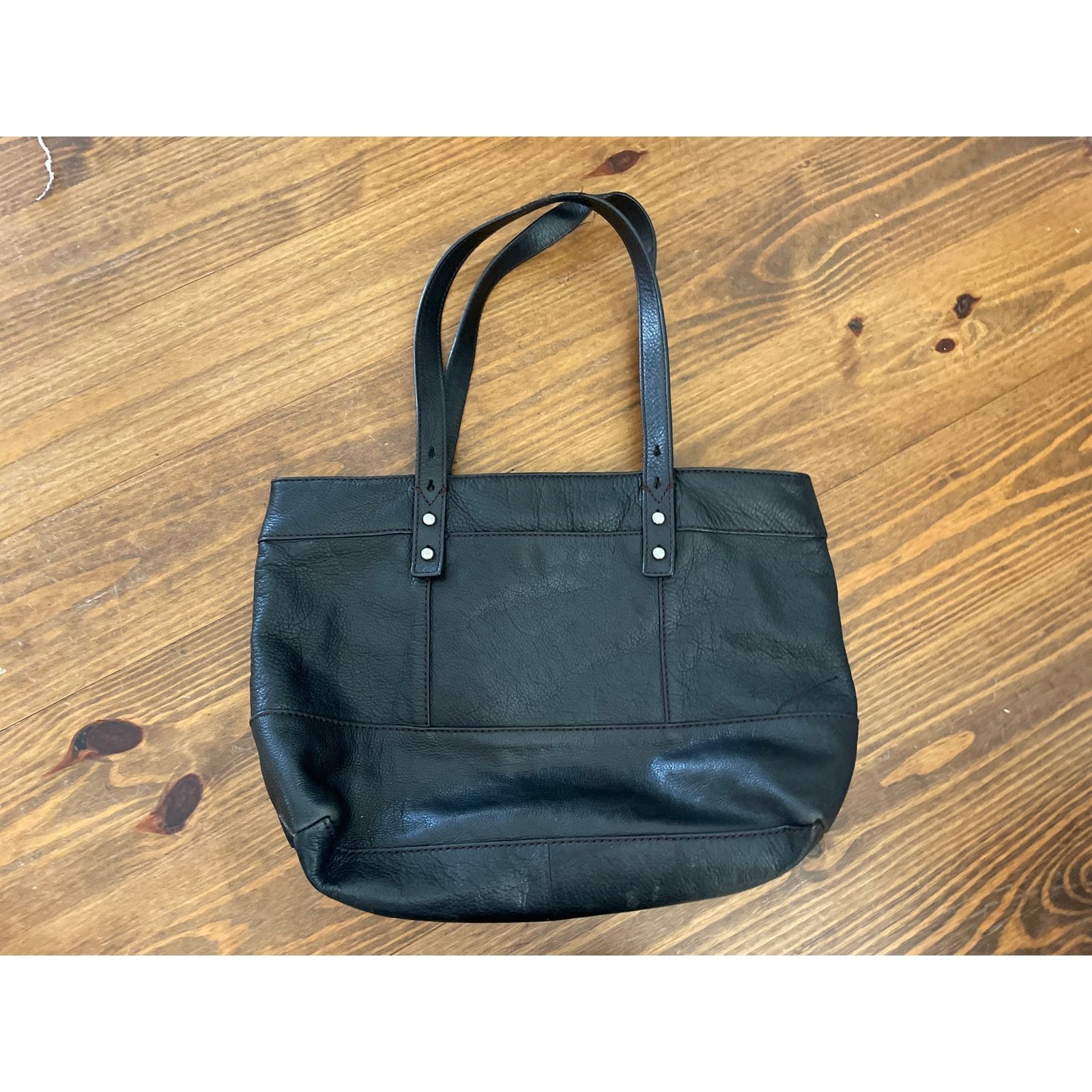 Fossil Fossil Black Pebbled Leather Shoulder Zipper Tote Size ONE SIZE - 7 Thumbnail