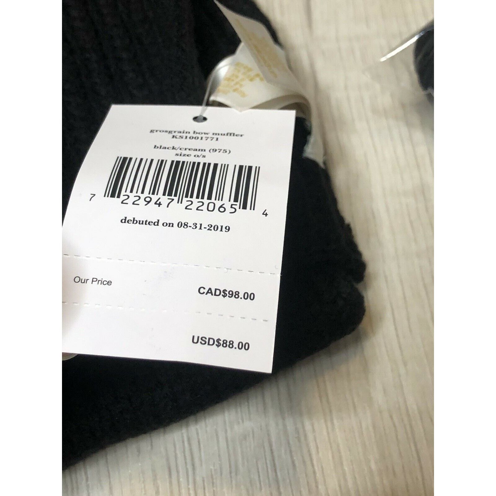 Kate Spade Kate Spade Grosgrain Bow Muffler Knit Scarf Black Size ONE SIZE - 5 Thumbnail