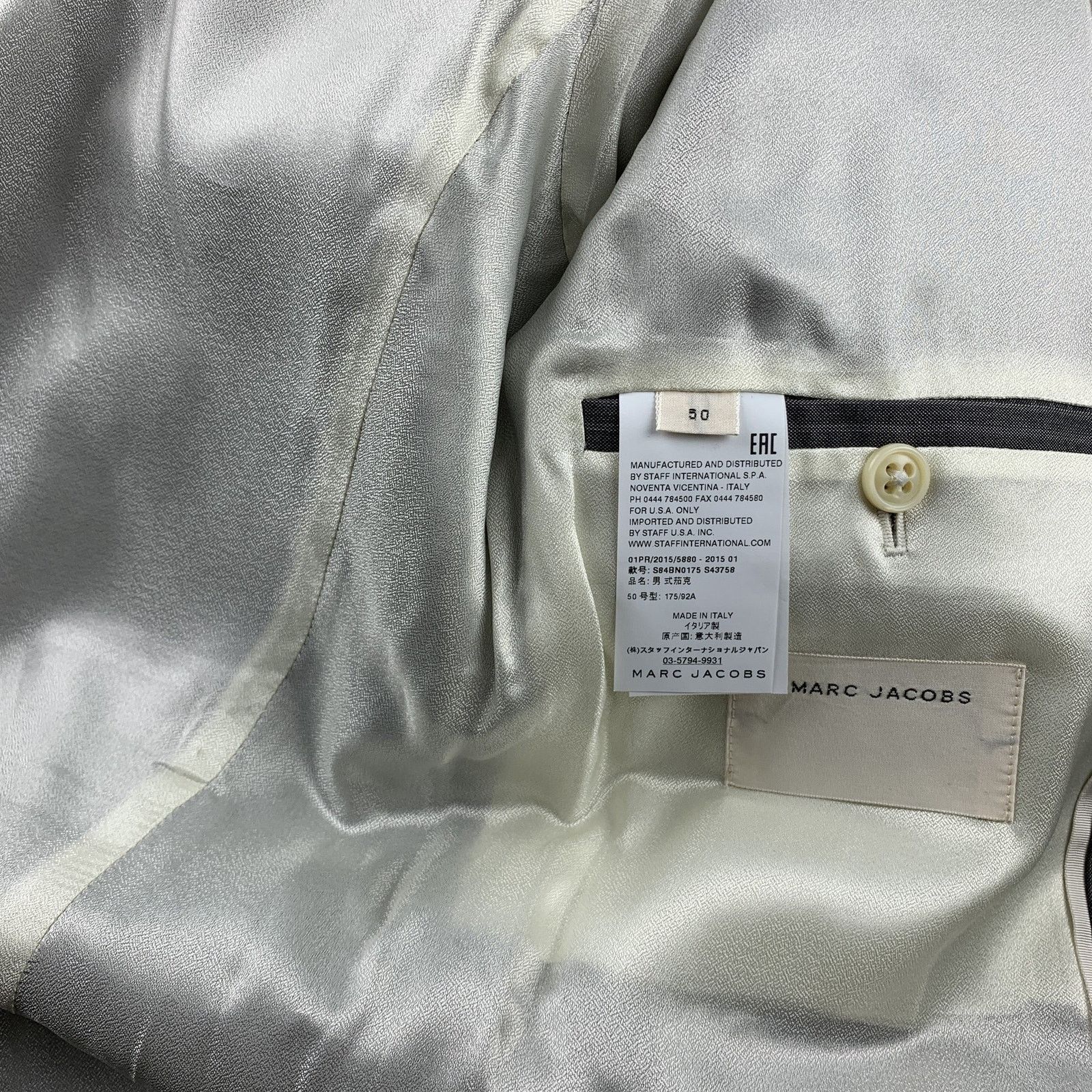 Marc Jacobs MARC JACOBS Size 40 Grey Stripe Wool Peak Lapel Sport Coat Size 40R - 7 Thumbnail