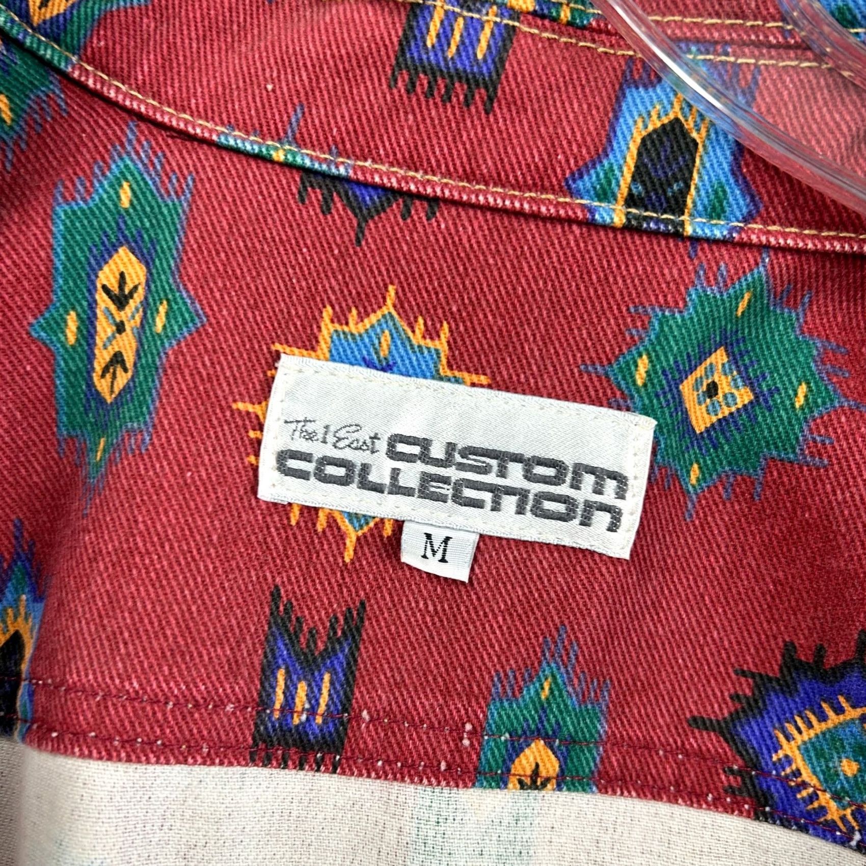 Denime VINTAGE Aztec Southwest Geometric All Over Print Denim Jacket Red M The 1 East Custom Collection Jacket Ladies? Size L / US 10 / IT 46 - 4 Thumbnail