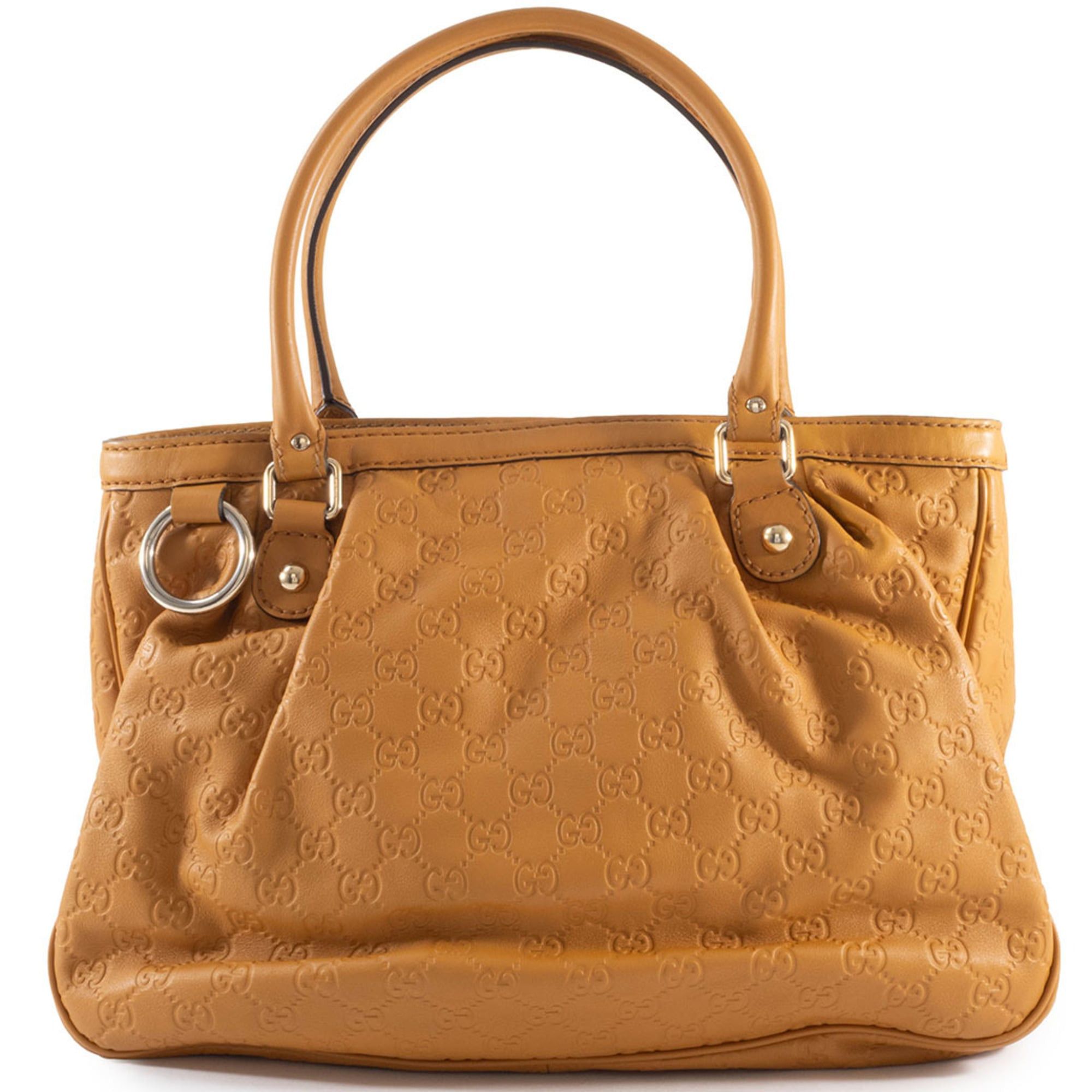 Gucci Guccissima Sukey Handbag 296835 in Brown Leather with GG Marmont Charm for Women