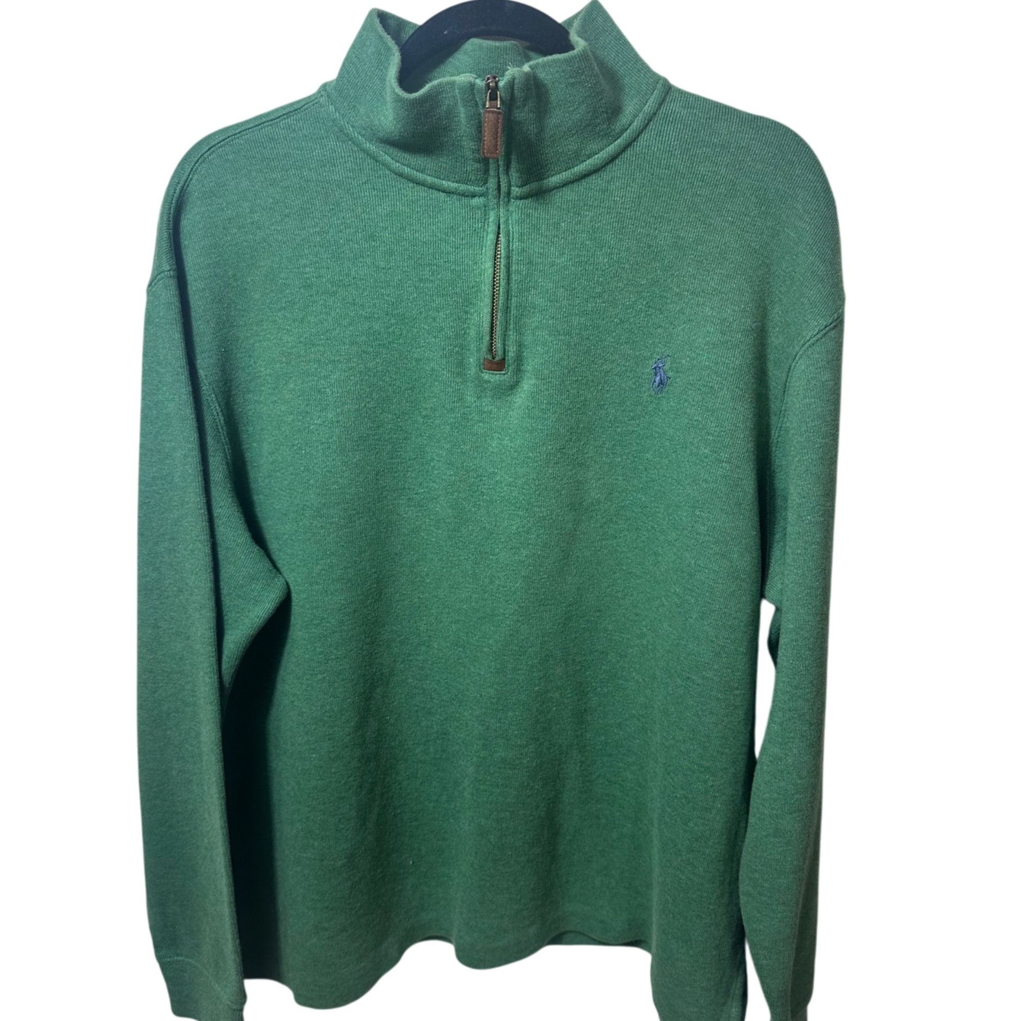 Polo Ralph Lauren Men’s Polo Ralph Lauren Solid Green 1/4 Zip Long Sleeve 100% Size US L / EU 52-54 / 3 - 1 Thumbnail