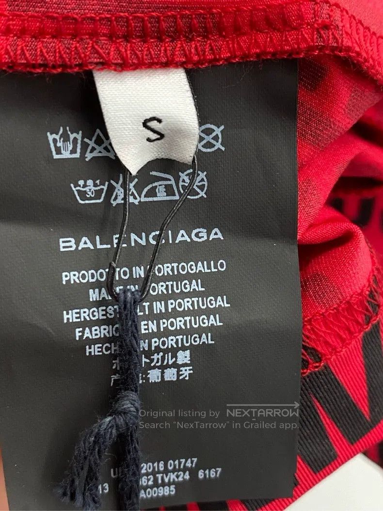 Balenciaga Balenciaga Red Full Print Logo Tight Short Sleeve Size US S / EU 44-46 / 1 - 5 Thumbnail