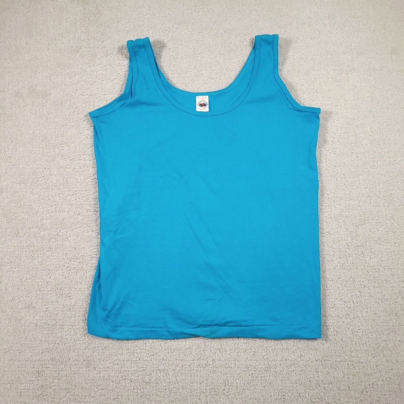 Fruit Of The Loom VINTAGE Fruit of the Loom Tank Top Blue 100% Cotton Large USA Women’s 90s 80s Tank Shirt Sleeveless Knit Crew Neck T-Shirt Size L / US 10 / IT 46 - 2 Thumbnail