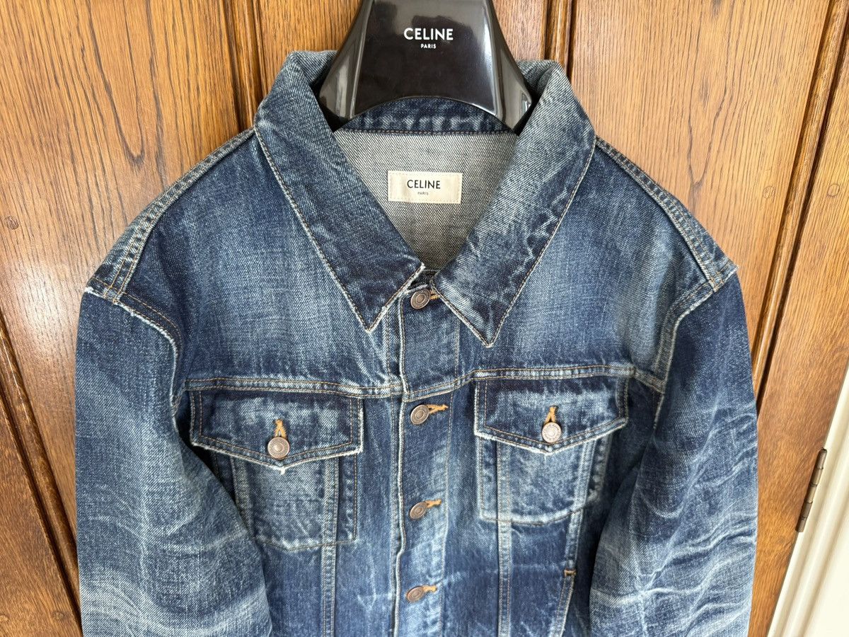 Celine Hedi Slimane denim trucker jacket silk union wash