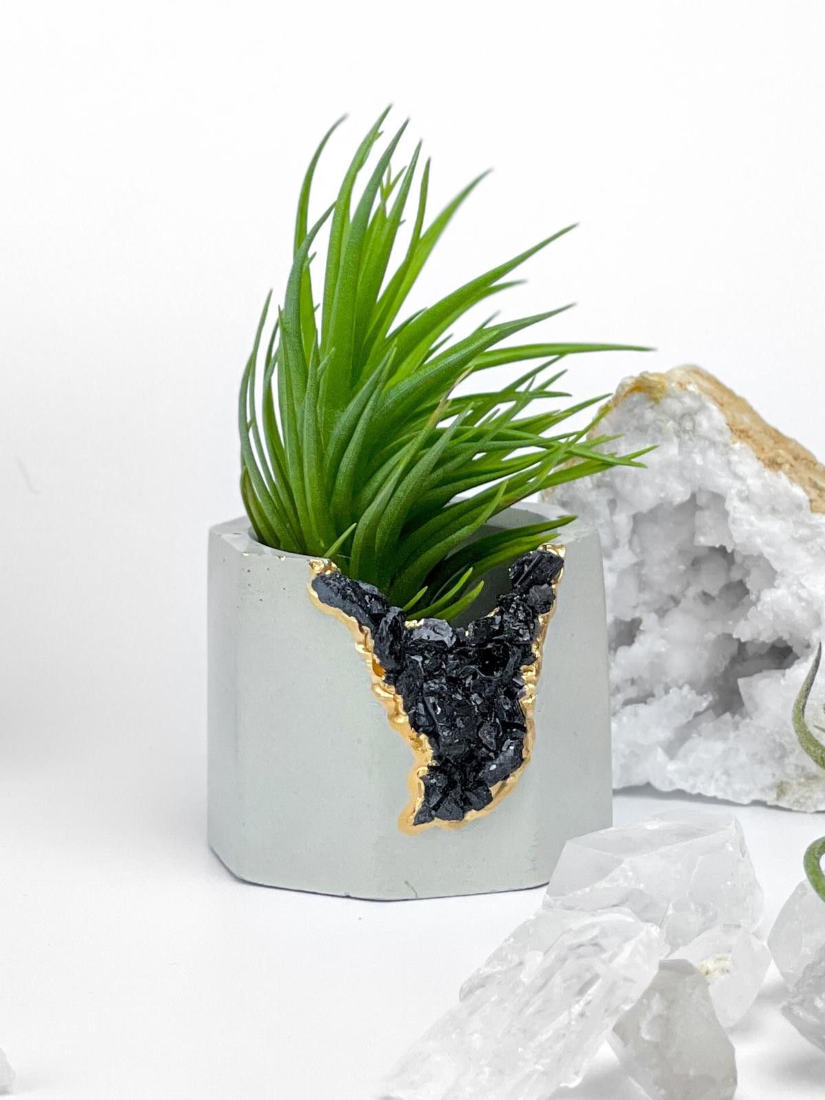 Other Black Tourmaline Geode Planter Handmade Succulent Pot yoga Size ONE SIZE - 9 Thumbnail